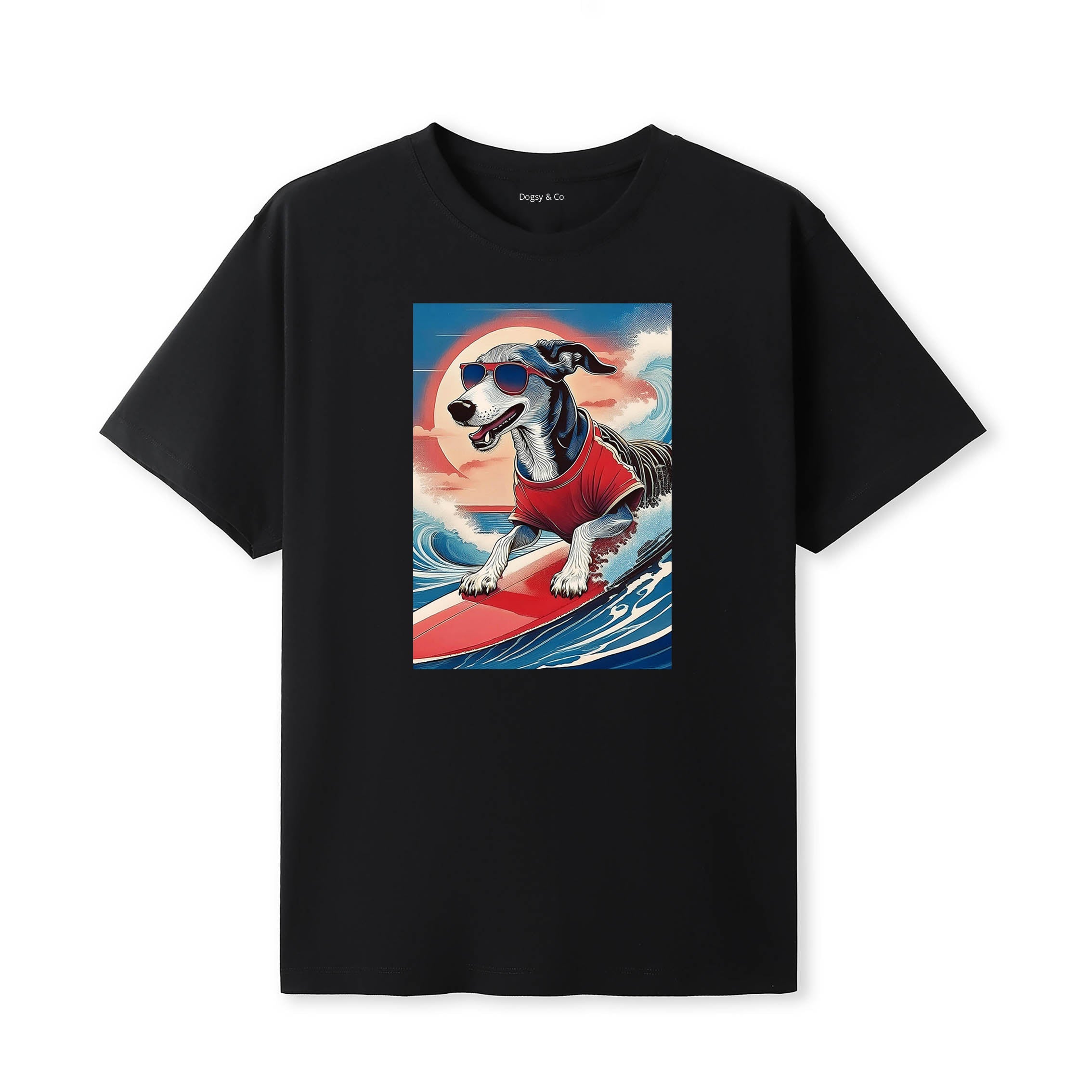 Greyhound Surfer Hokusai Dogs T-Shirt Artwork