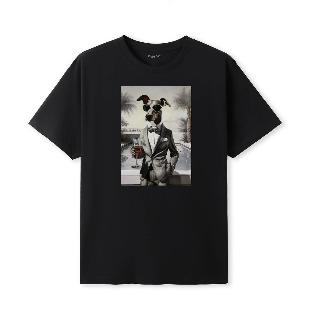 Greyhound distinguished gentleman dog t-shirt - black