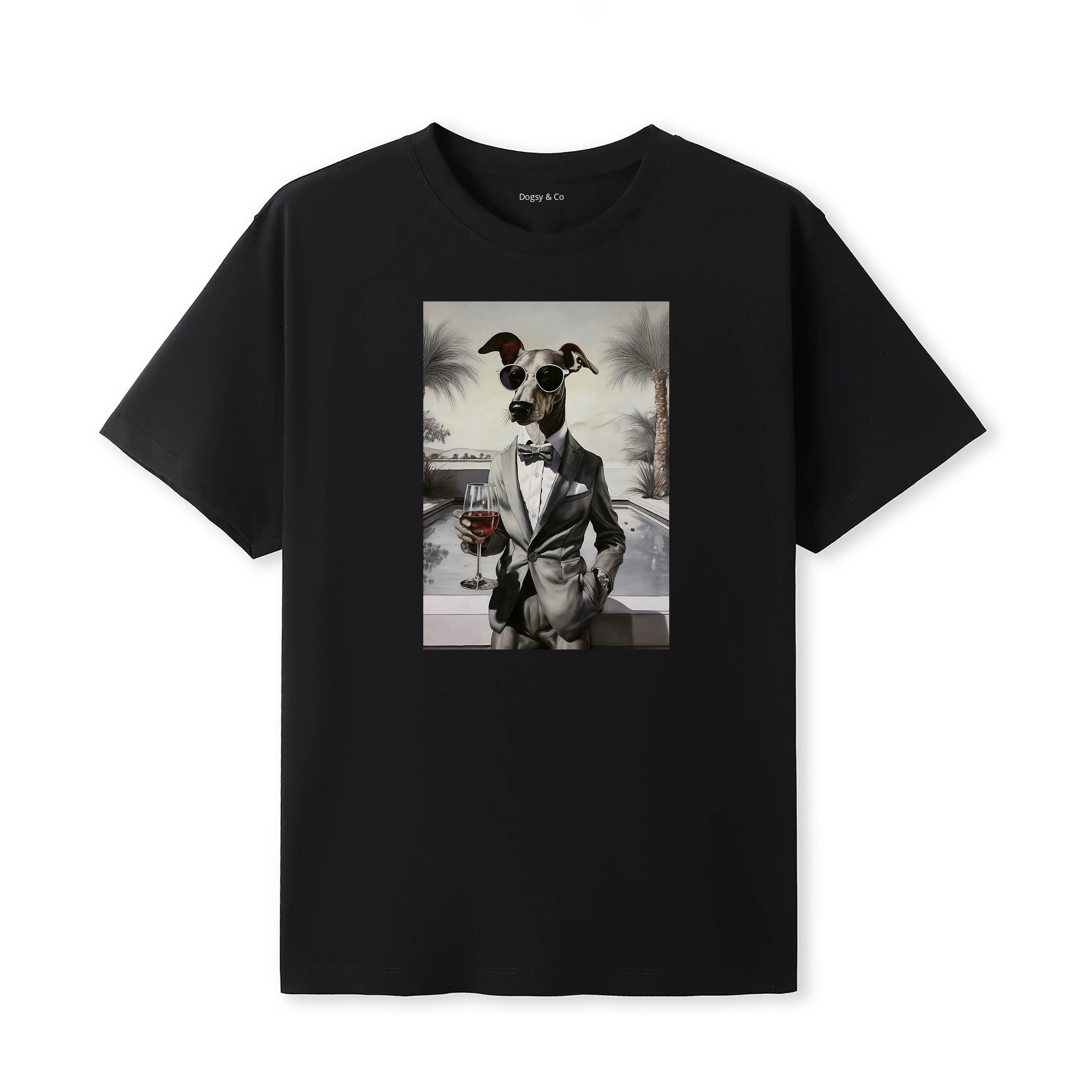 Greyhound distinguished gentleman dog t-shirt - black