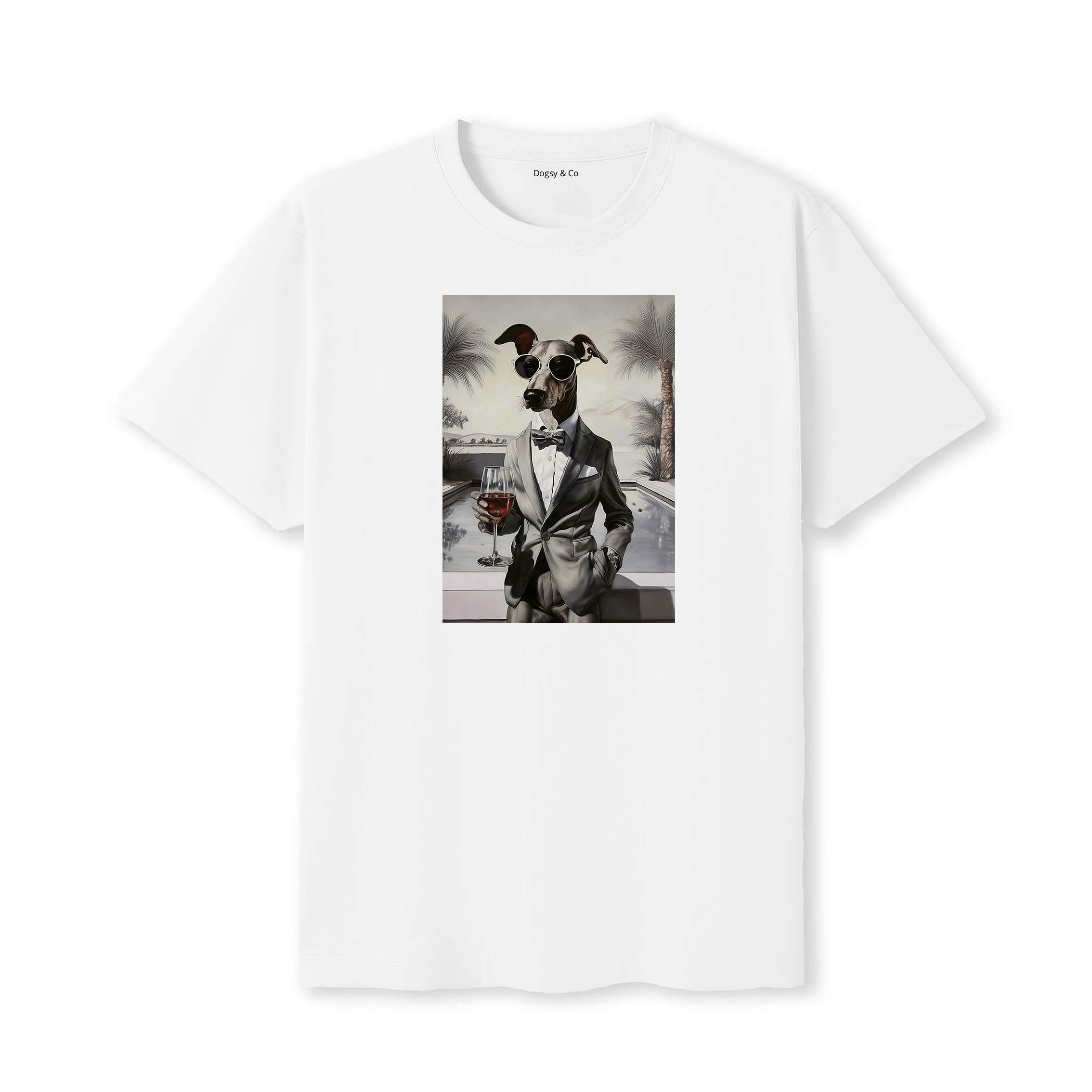 Greyhound distinguished gentleman dog t-shirt - white