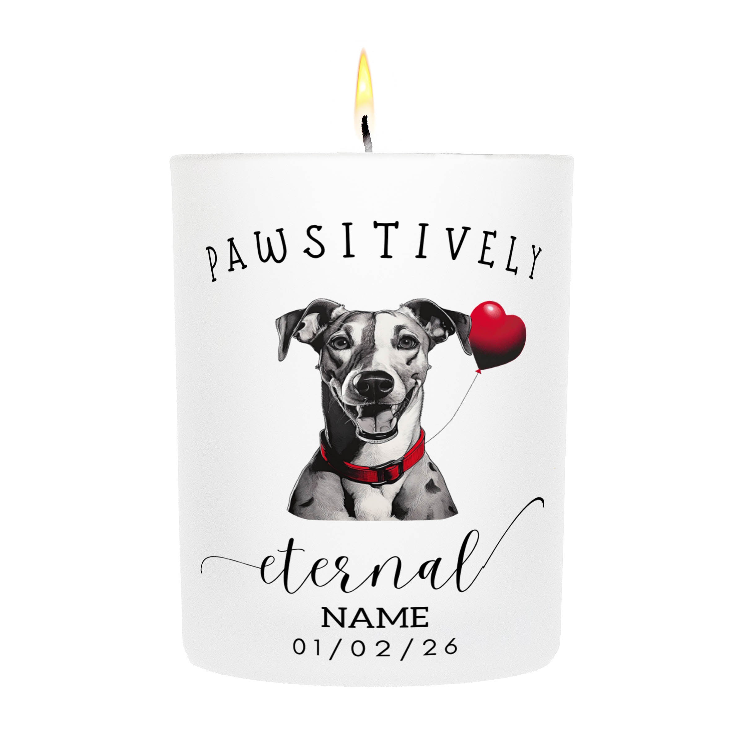 Greyhound In Memory Custom Pawsitively Eternal Candle White