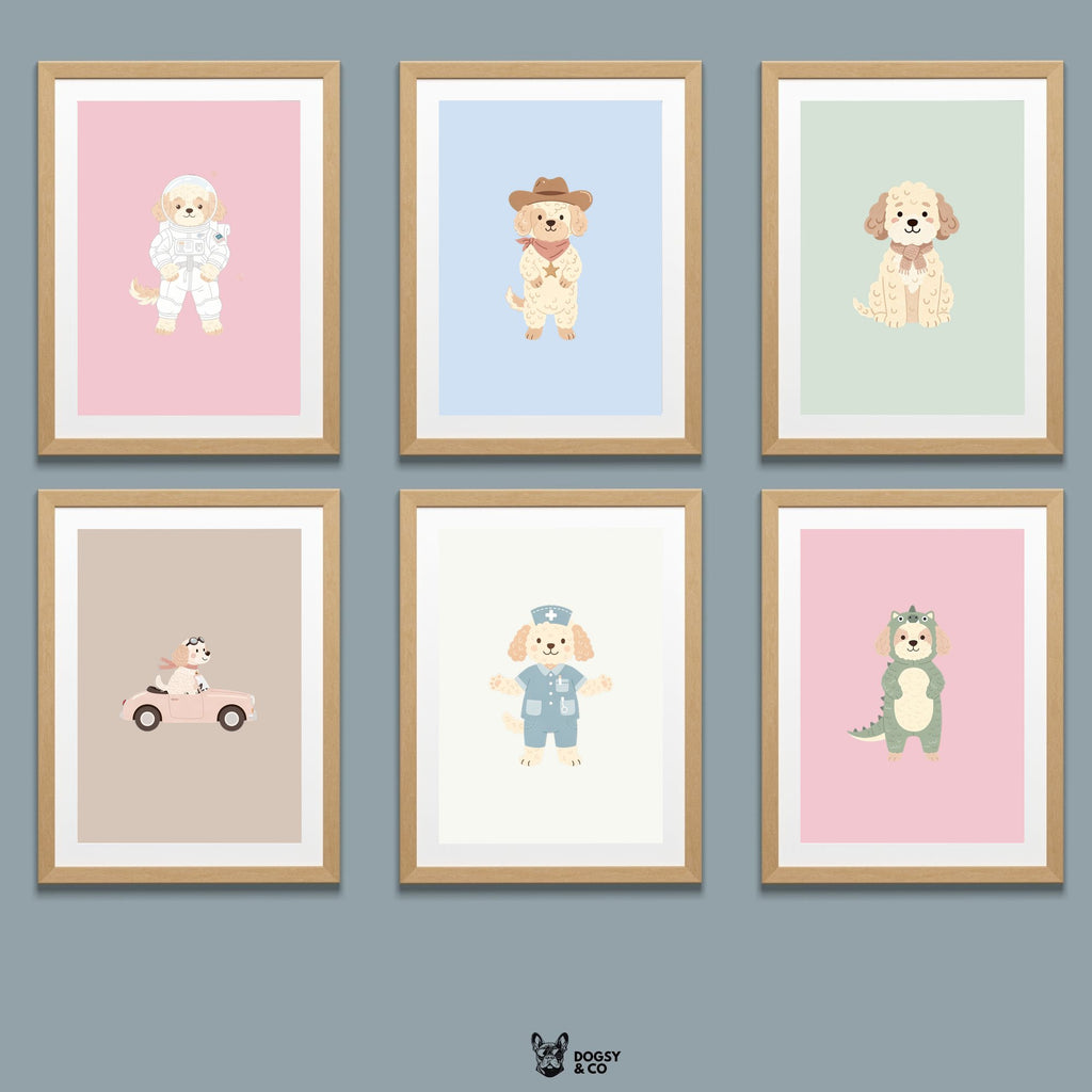 Groodle Kids Nursery Wall Art Print Bundle — 22 Dog Costume Designs, 5 Colours, 6 Print Sizes | Digital Download