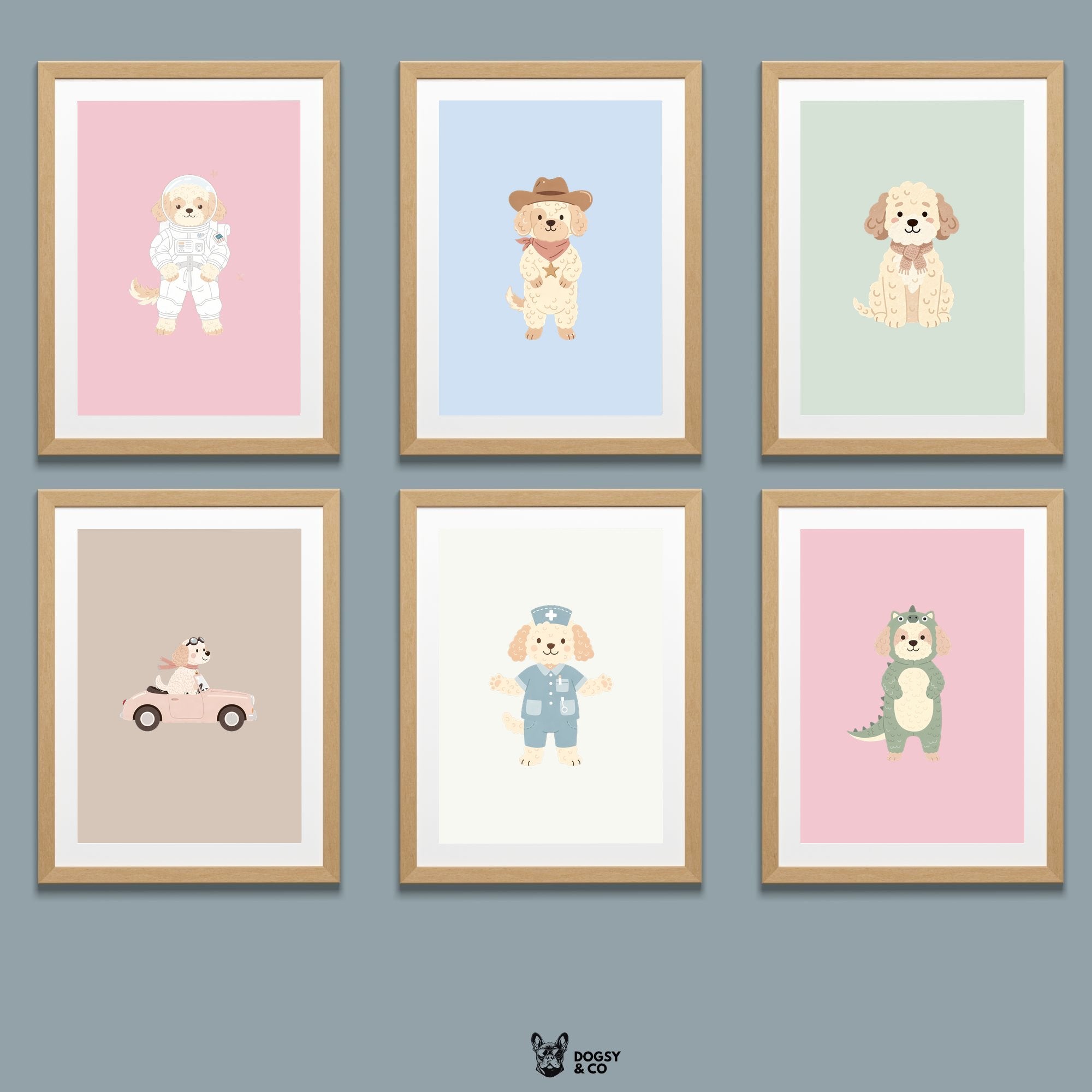 Groodle Kids Nursery Wall Art Print Bundle — 22 Dog Costume Designs, 5 Colours, 6 Print Sizes | Digital Download
