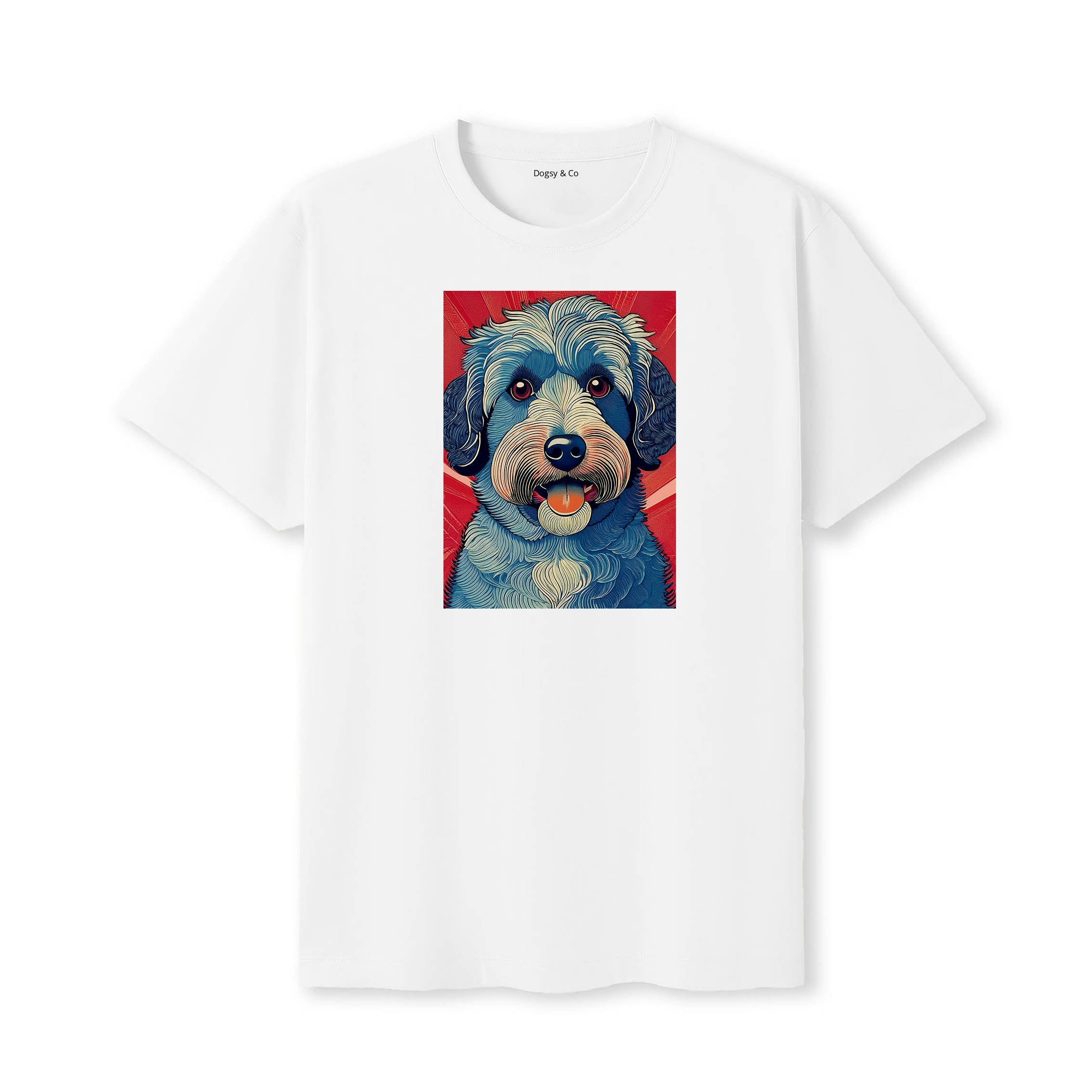 Groodle Hokusai Dog Portrait T-Shirt V1 White