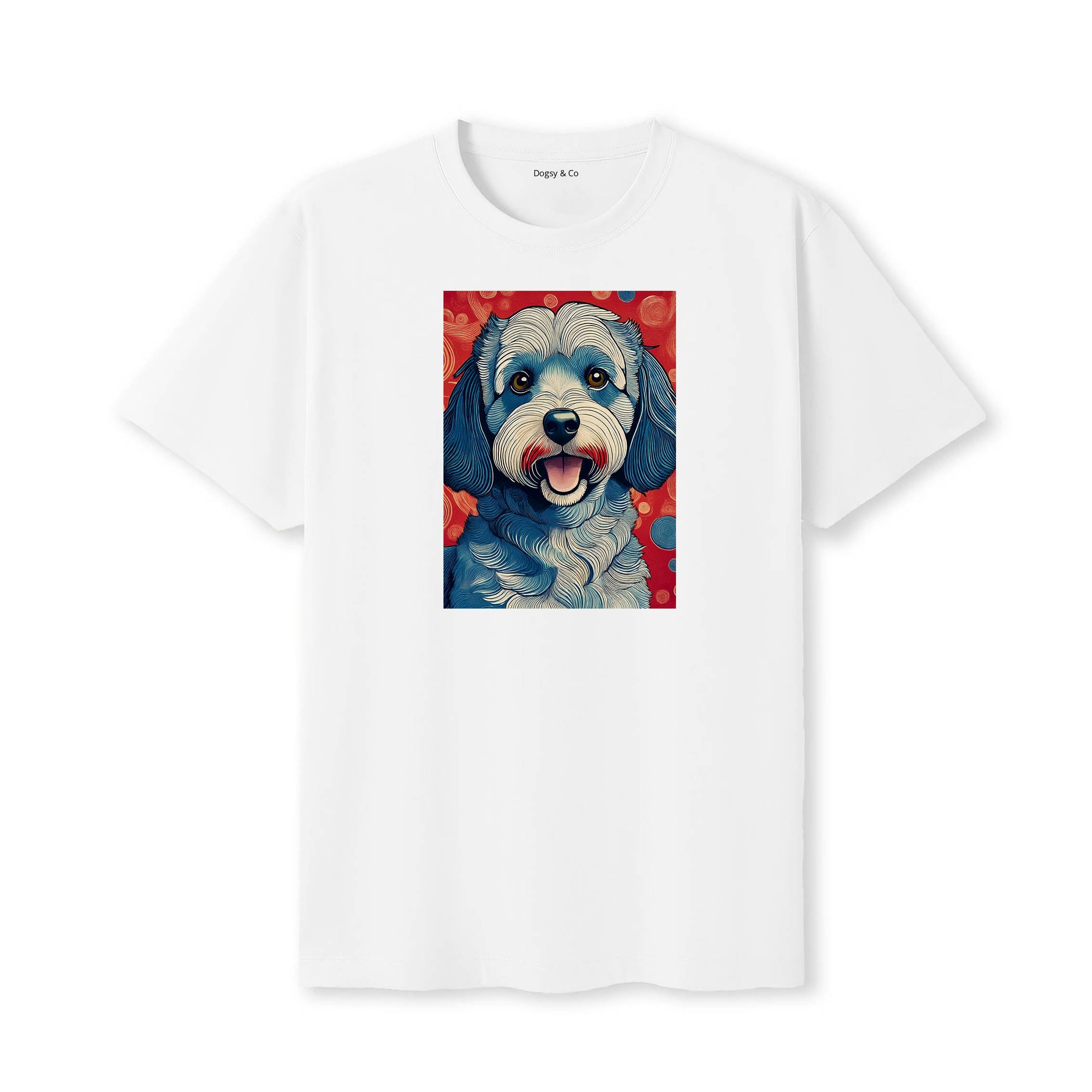Groodle Hokusai Dog Portrait T-Shirt White