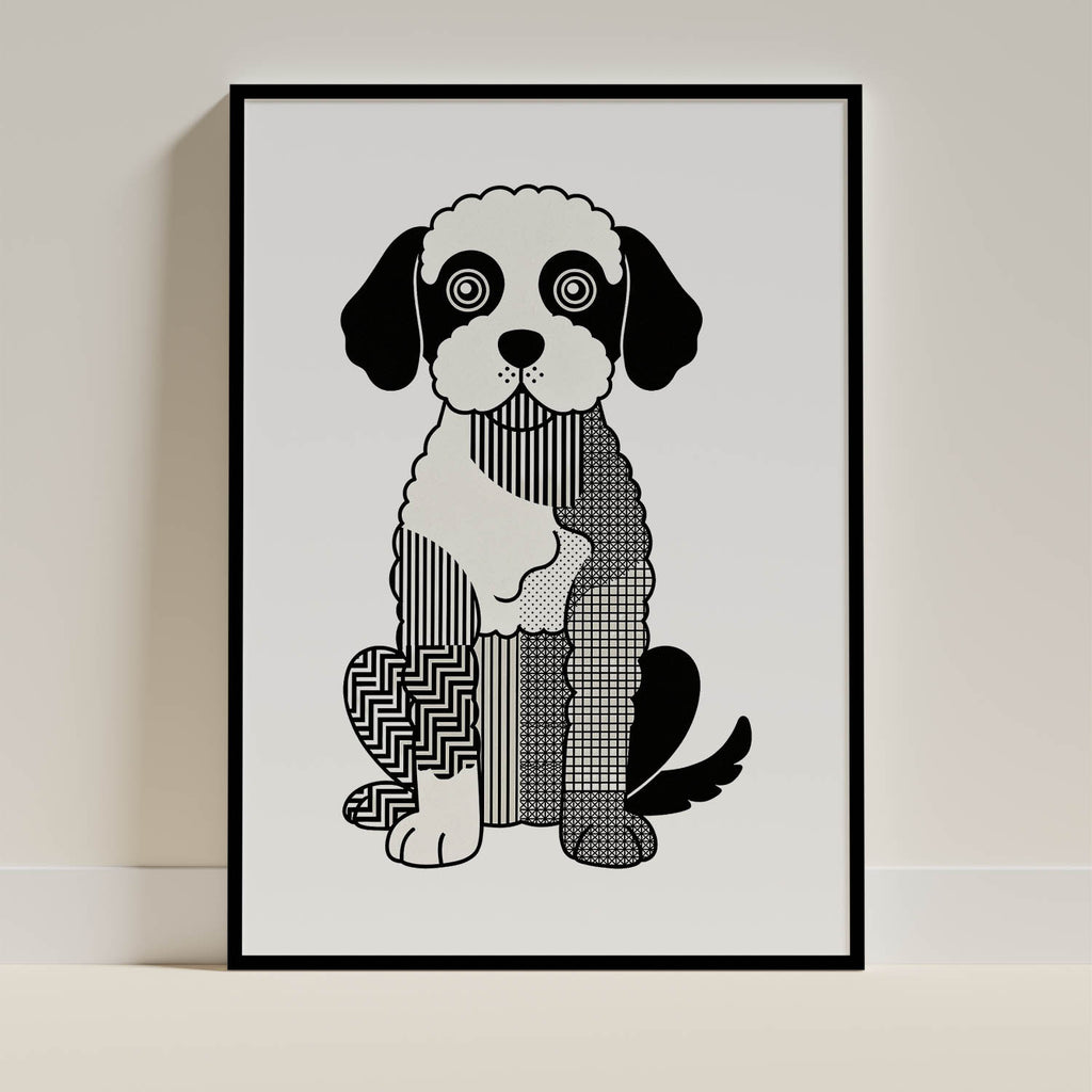 Groodle Geometric Line Art - Black Frame Mockup