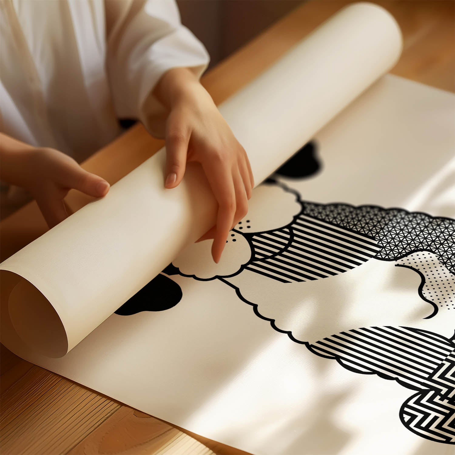 Groodle Geometric Line Art Print - Framed Mockup