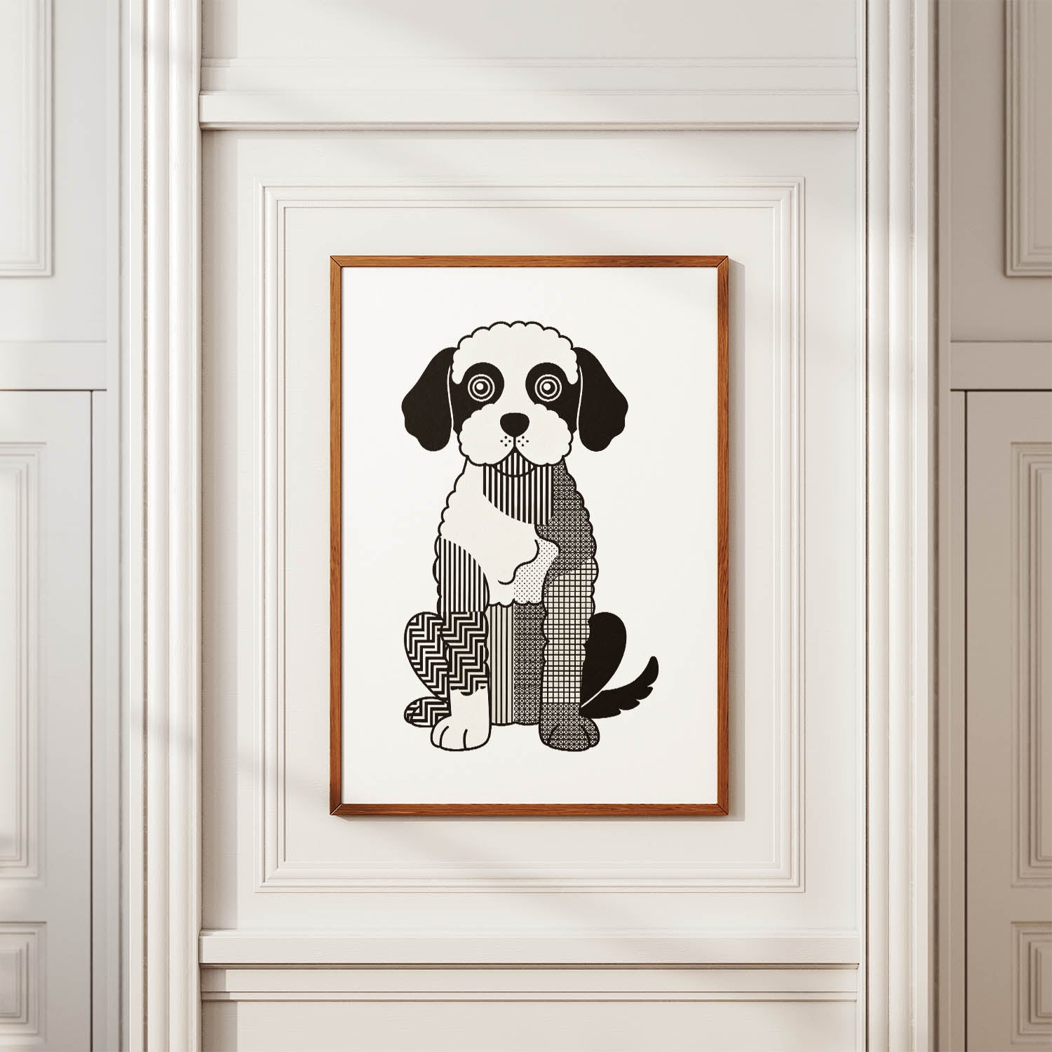 Groodle Geometric Line Art Print - Framed Mockup
