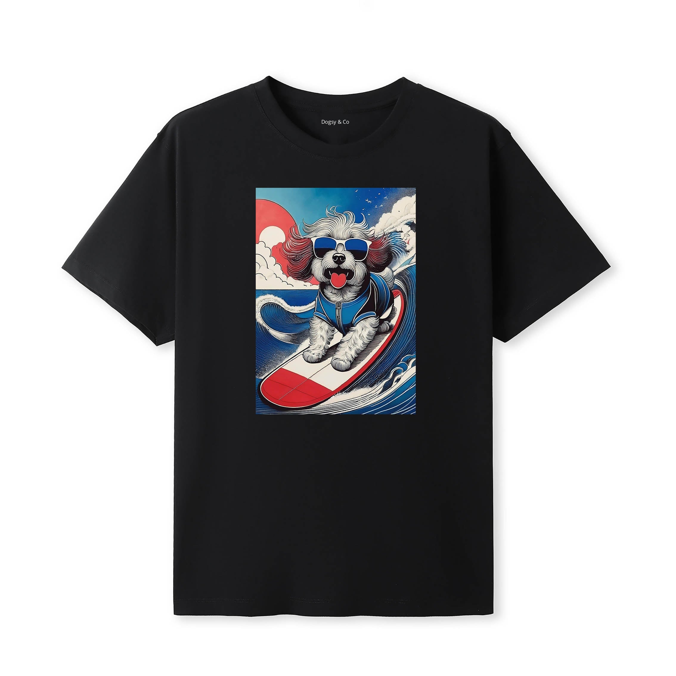 Havapoo 2 Surfer Hokusai Dogs T-Shirt Artwork