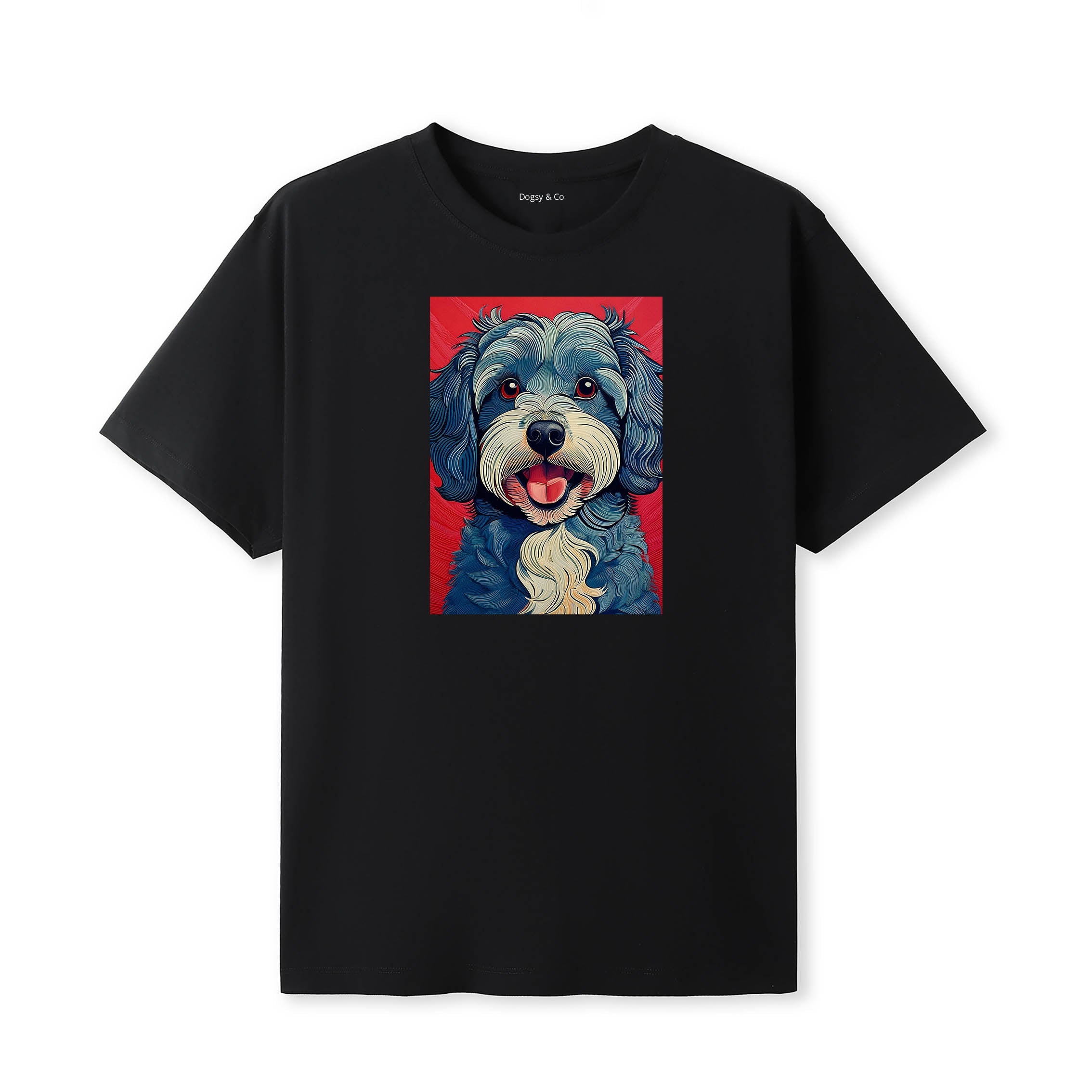 Havanese Hokusai Dog Portrait T-Shirt Black