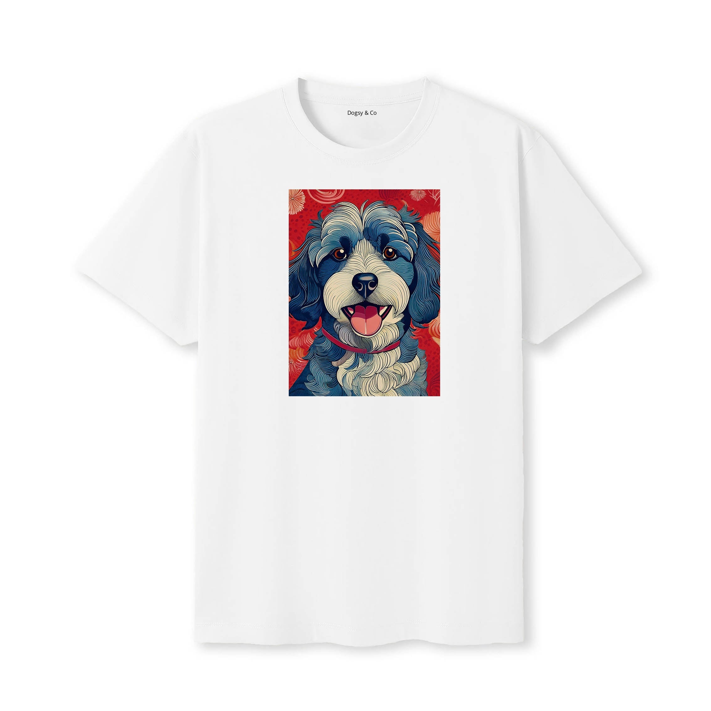 Havapoo Hokusai Dog Portrait T-Shirt White