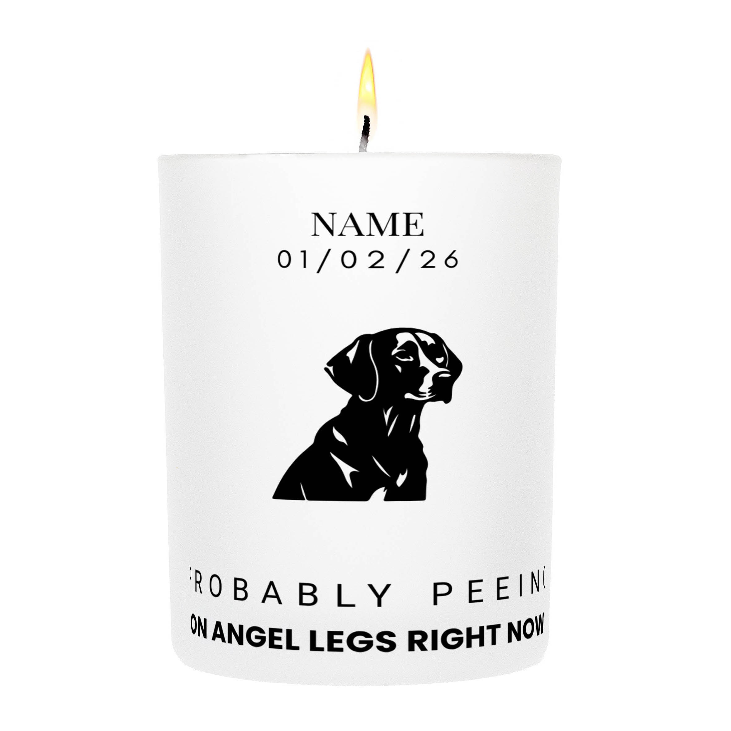 Hungarian Vizsla – Probably Peeing on Angel Legs Right Now Custom Candle