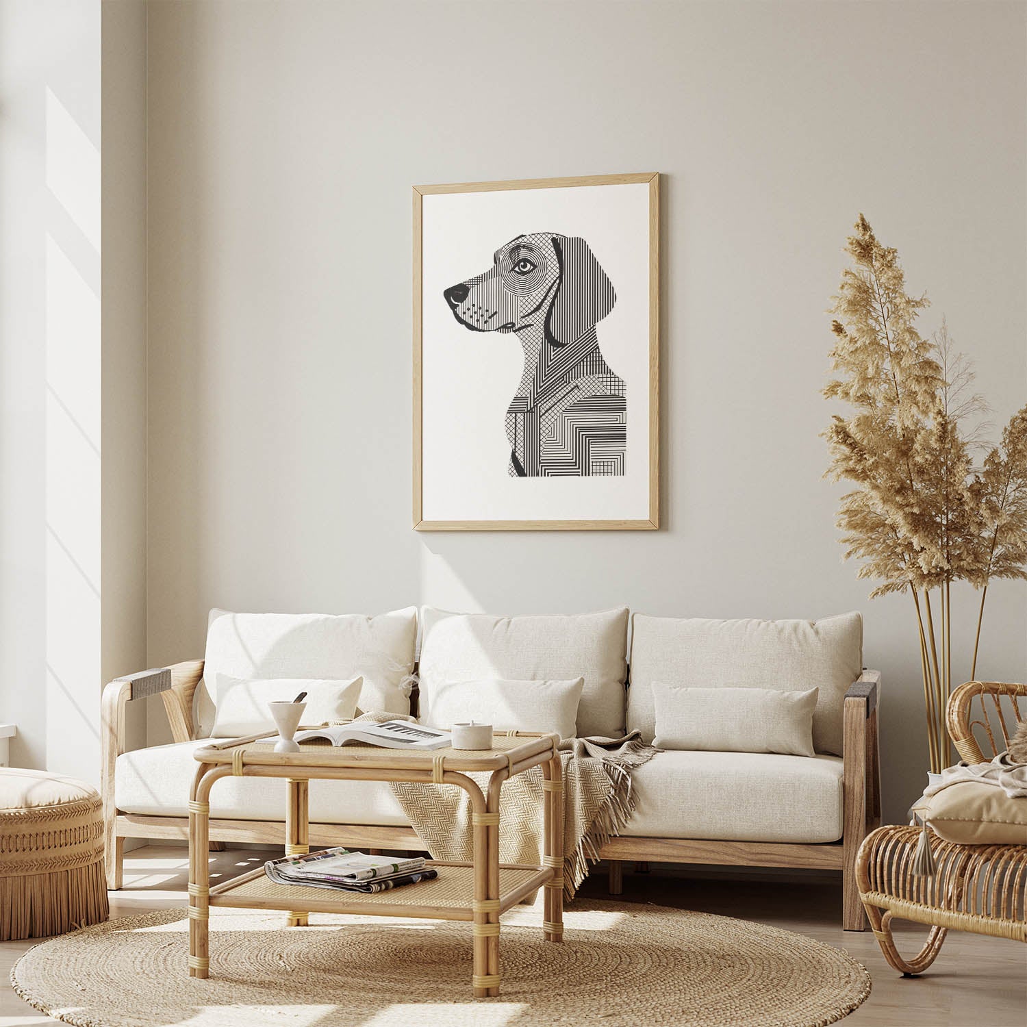 Hungarian Vizsla Geometric Line Art mockup