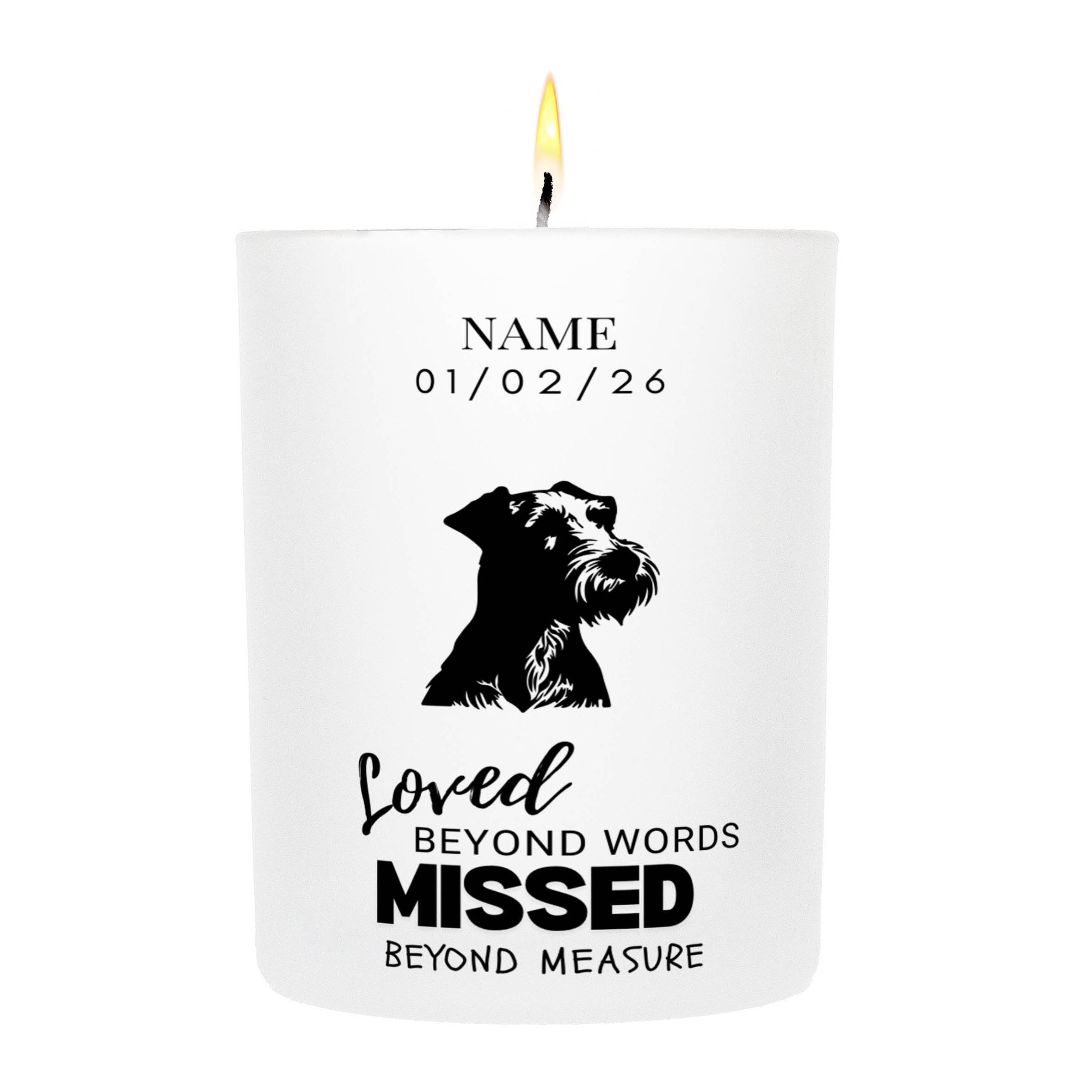 Irish Terrier – Loved Beyond Words, Missed Beyond Measure Custom Candle