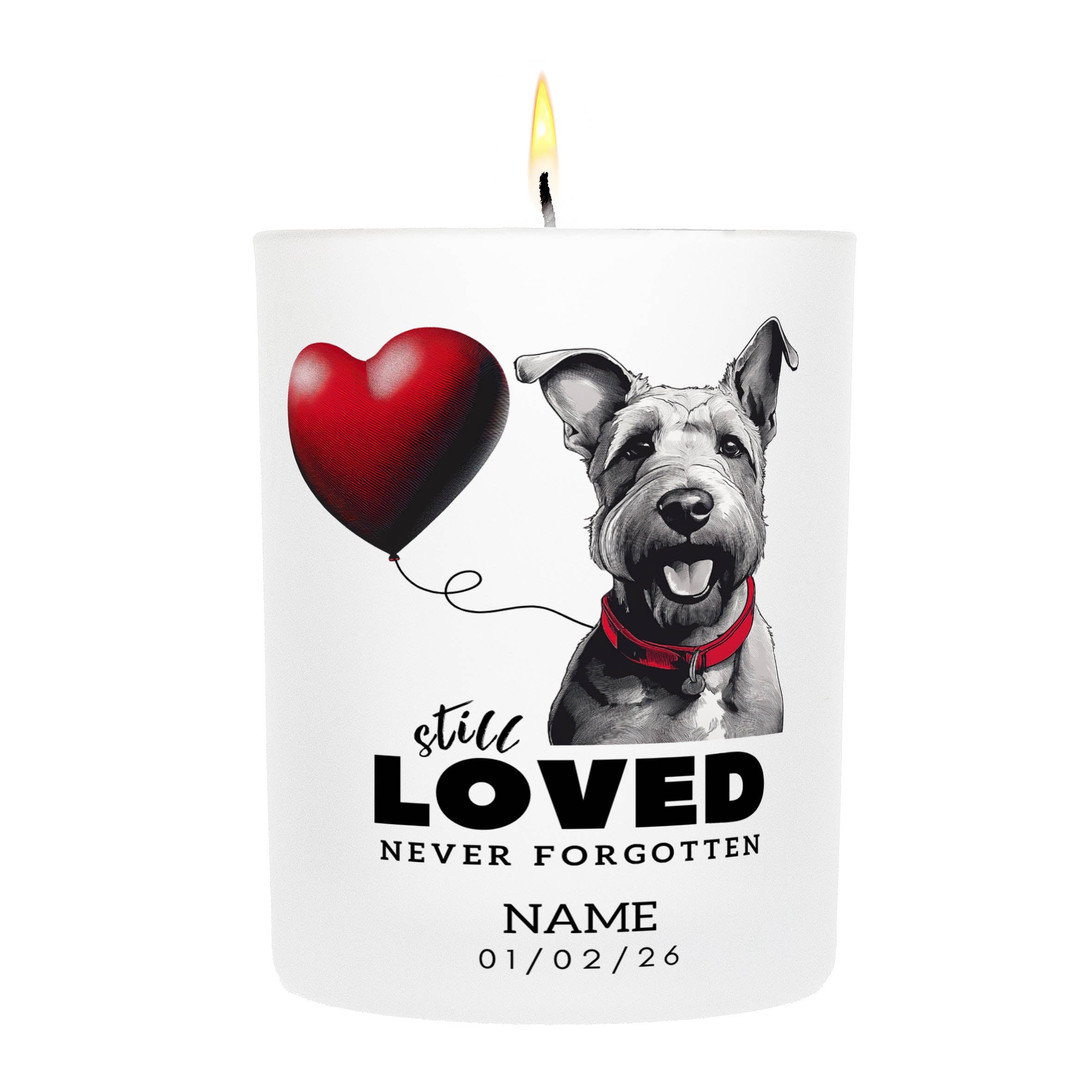 Irish Terrier No Leash No Limits Just Love Custom Candle