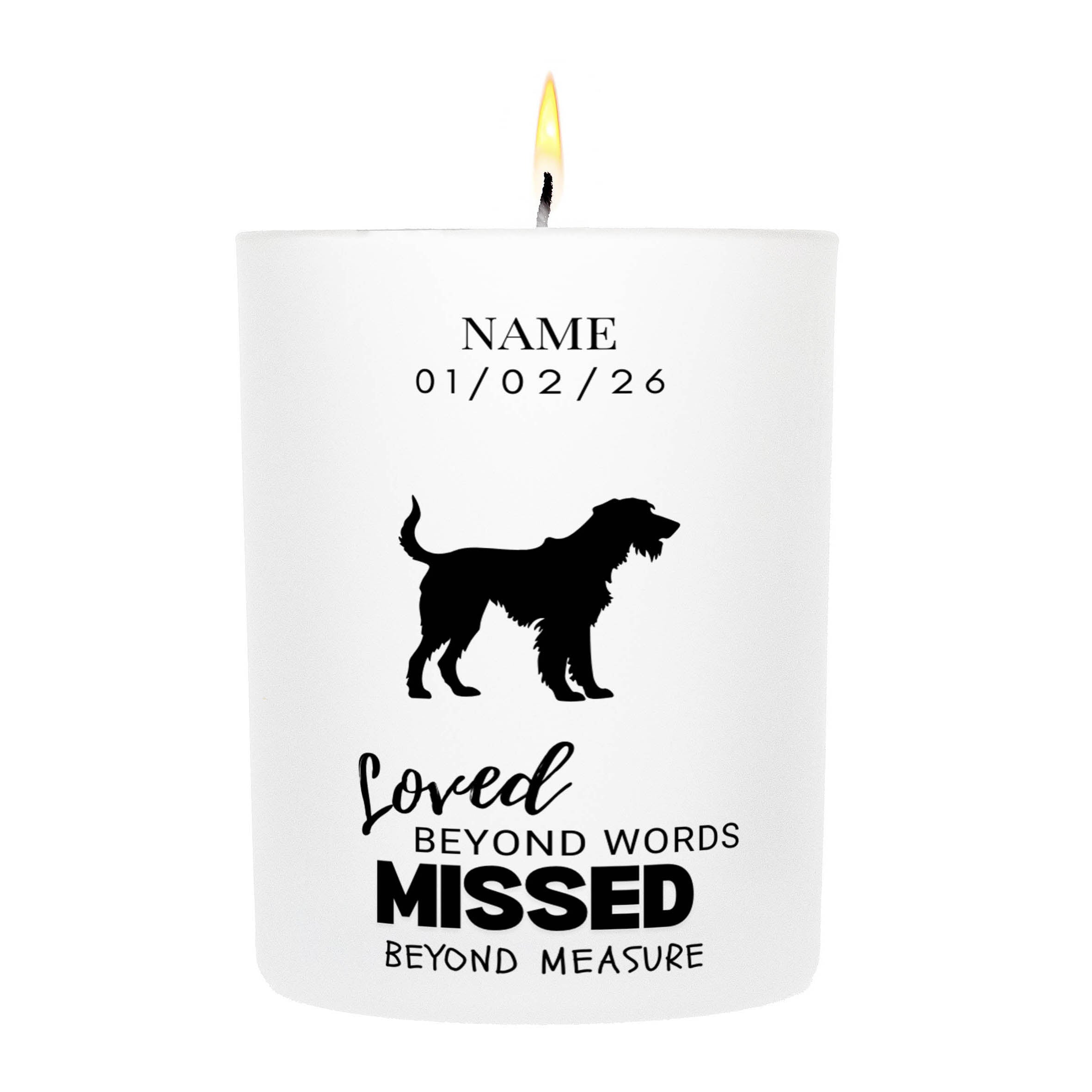 Irish Wolfhound – Loved Beyond Words, Missed Beyond Measure Custom Candle