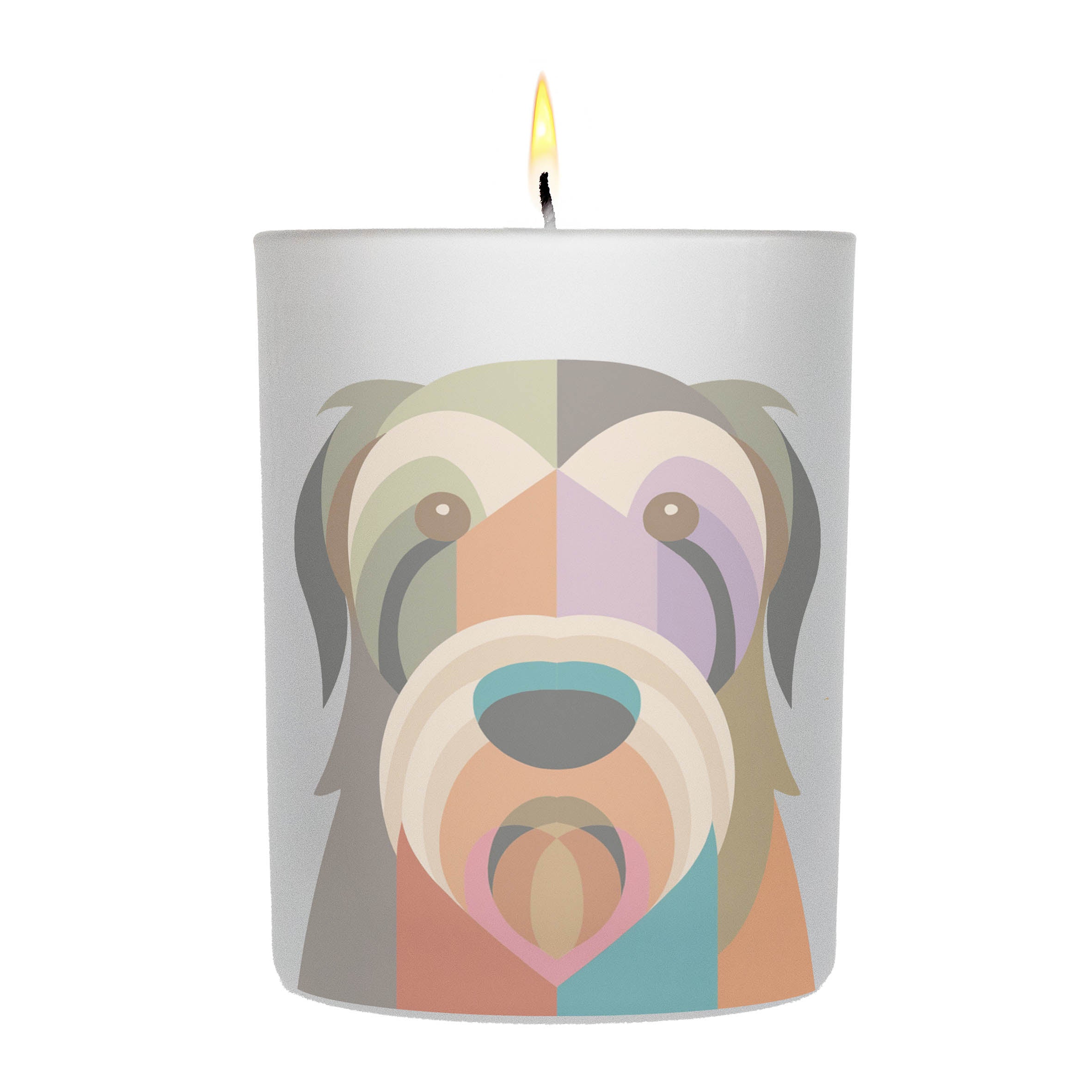 Irish Wolfhound Graphic Retro Chic Frosted Candle