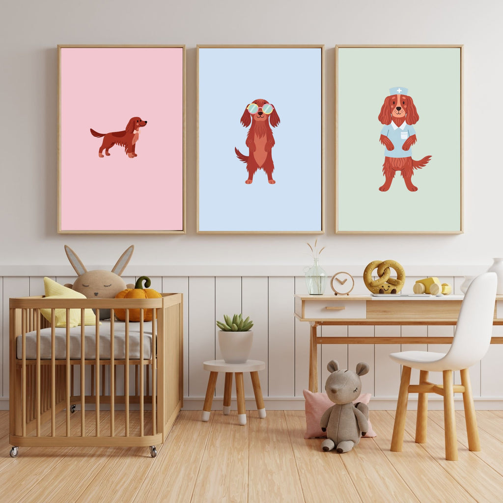 Irish Setter Kids Nursery Wall Art Print Bundle — 22 Dog Costume Designs, 5 Colours, 6 Print Sizes | Digital Download