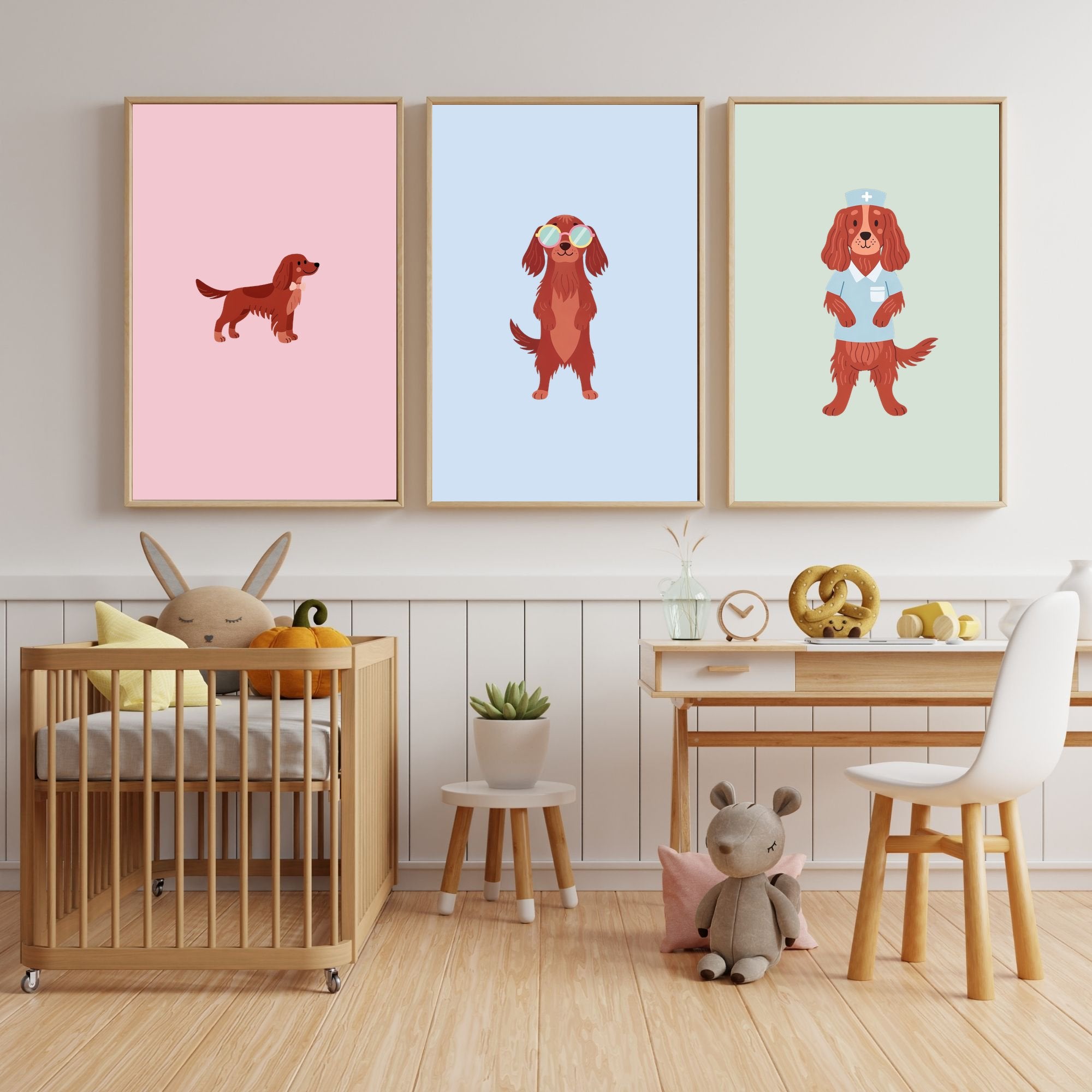 Irish Setter Kids Nursery Wall Art Print Bundle — 22 Dog Costume Designs, 5 Colours, 6 Print Sizes | Digital Download