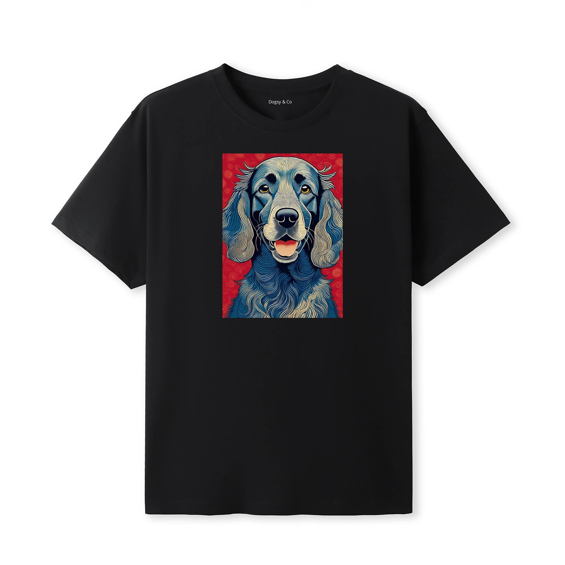 Irish Setter Hokusai Dog Portrait T-Shirt Black