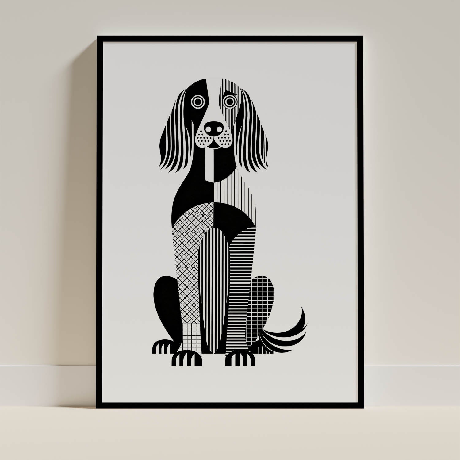 Irish Setter Geometric Line Art Print - Framed Mockup