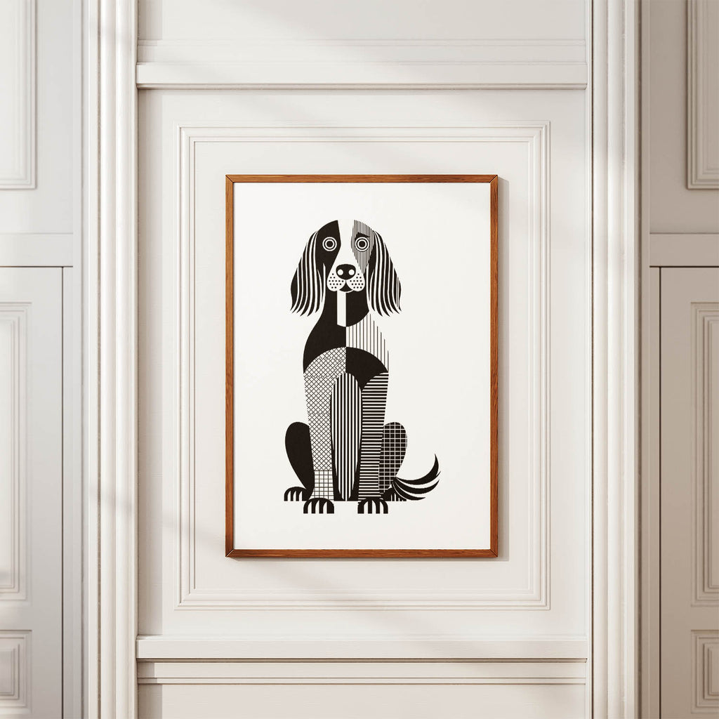Irish Setter Geometric Line Art Print - Framed Mockup