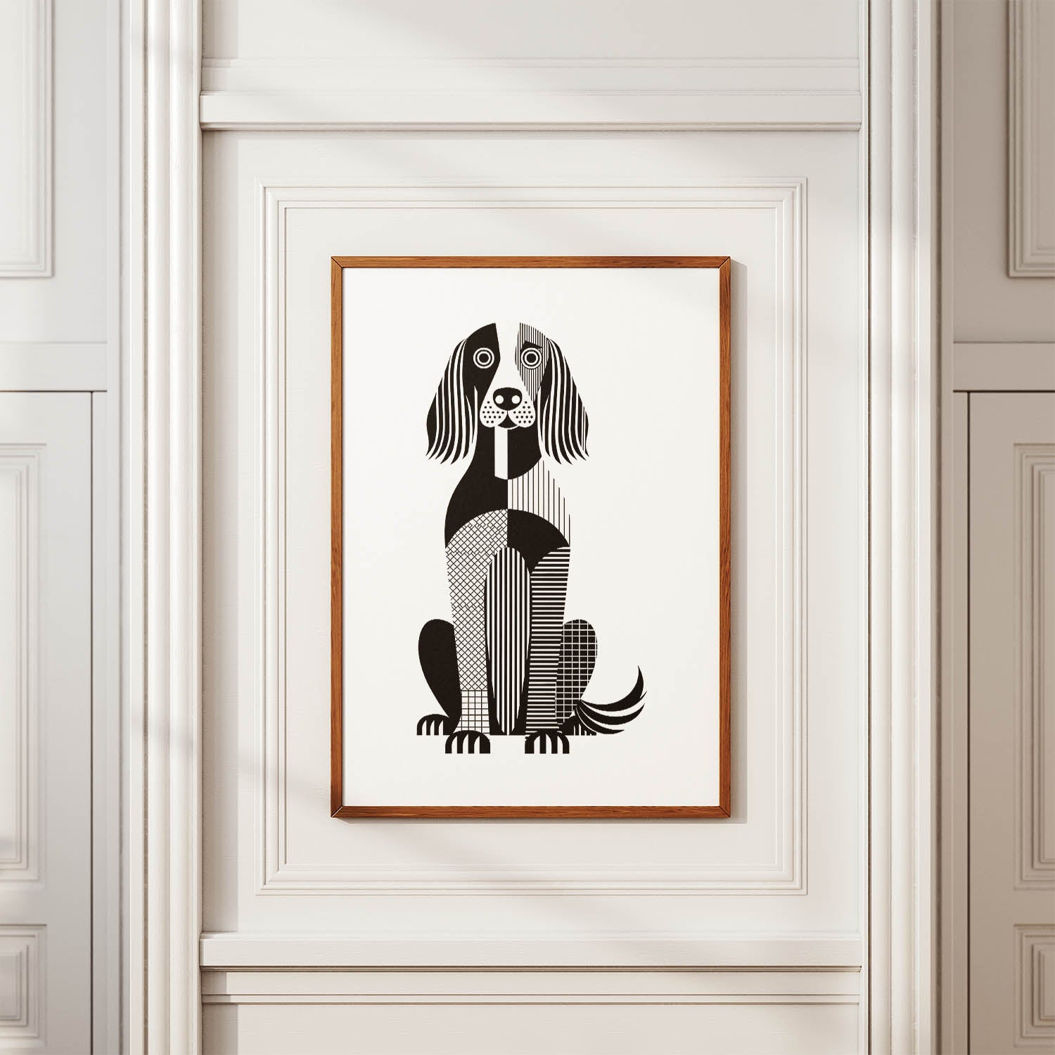 Irish Setter Geometric Line Art Print - Framed Mockup