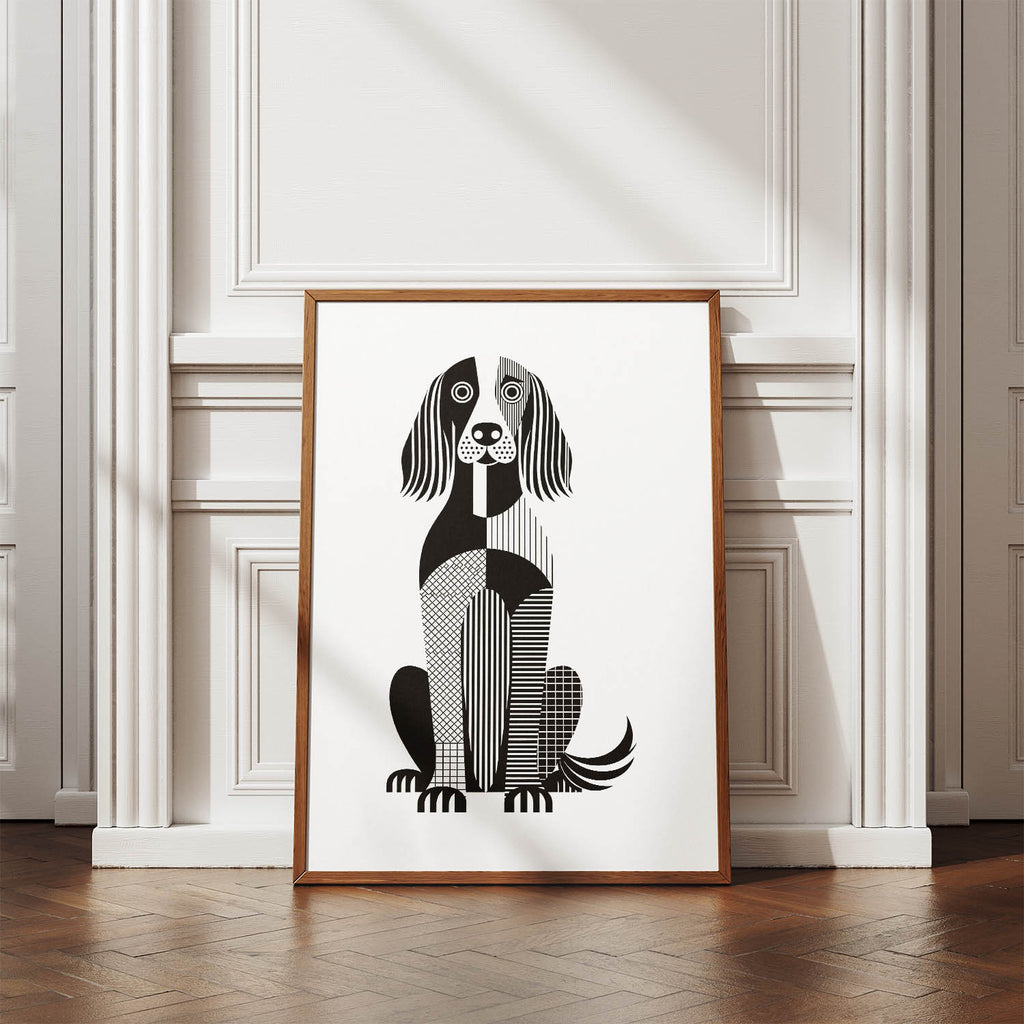 Irish Setter Geometric Line Art Print - Framed Mockup