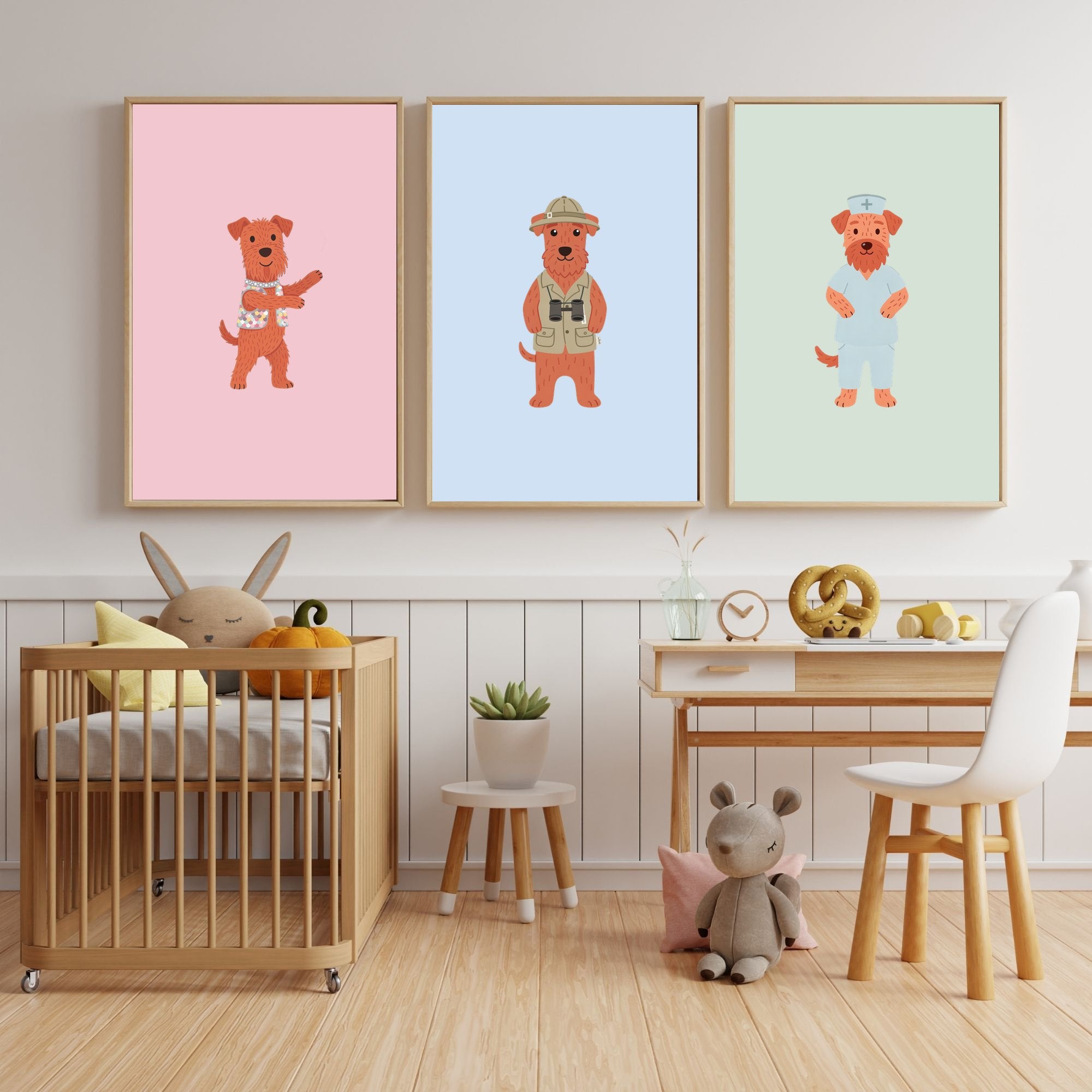 Irish Terrier Kids Nursery Wall Art Print Bundle — 22 Dog Costume Designs, 5 Colours, 6 Print Sizes | Digital Download