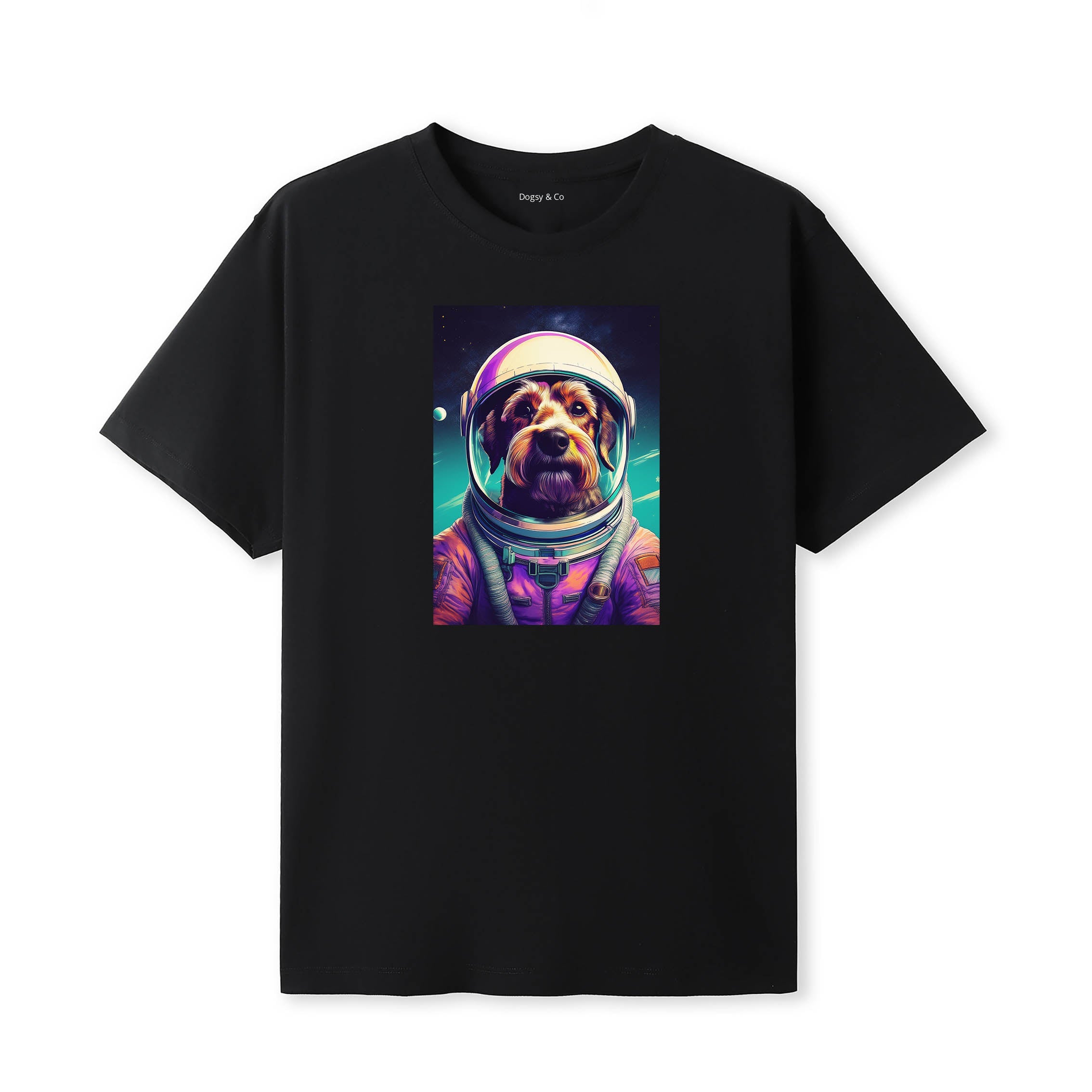 Irish Terrier Space Dogs T-Shirt colourful astronaut dog artwork in a retro space design