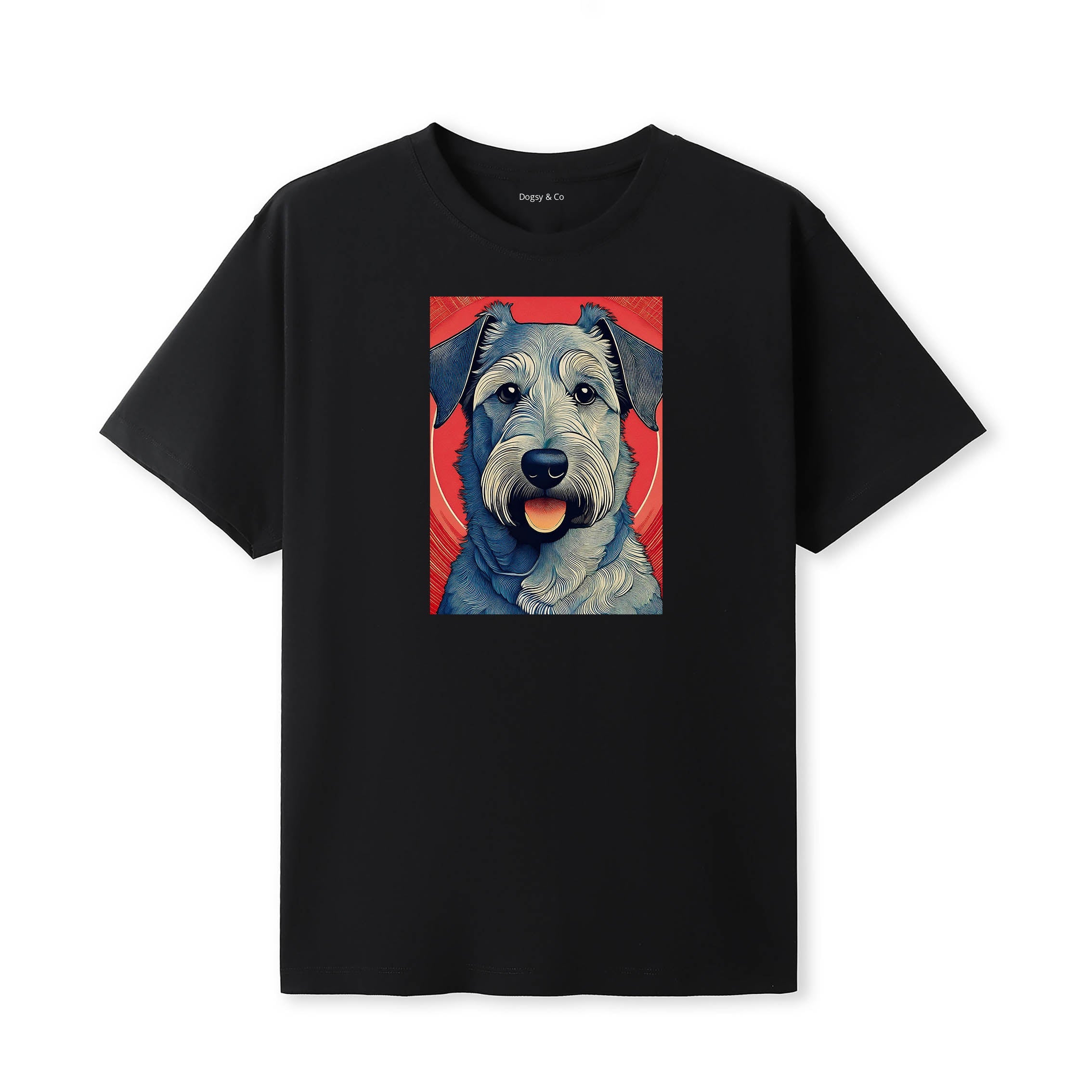 Irish Terrier Hokusai Dog Portrait T-Shirt Black