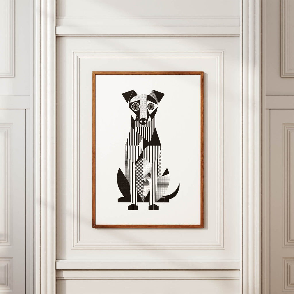 Irish Terrier Geometric Line Art Print - Framed Mockup