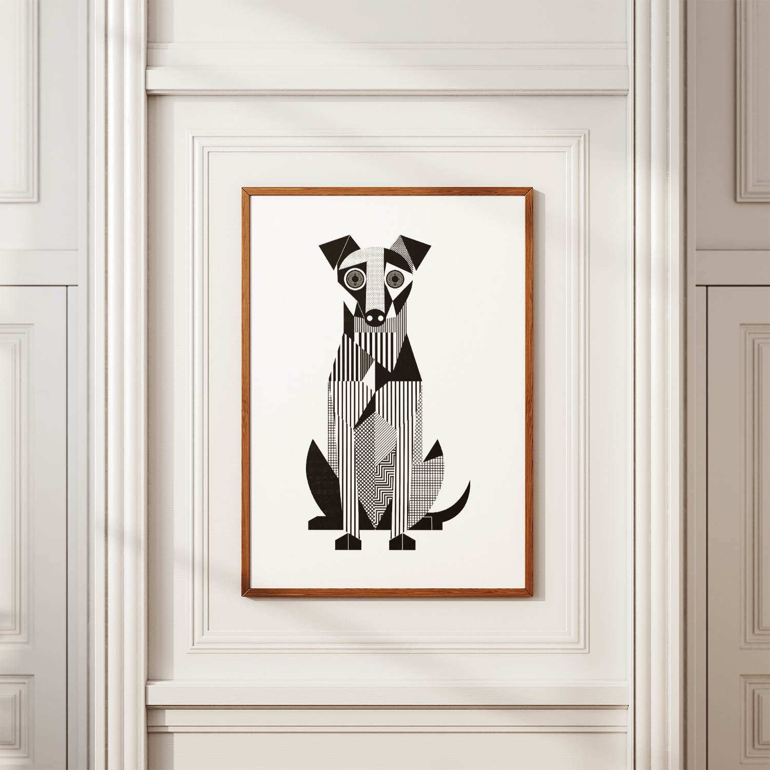 Irish Terrier Geometric Line Art Print - Framed Mockup