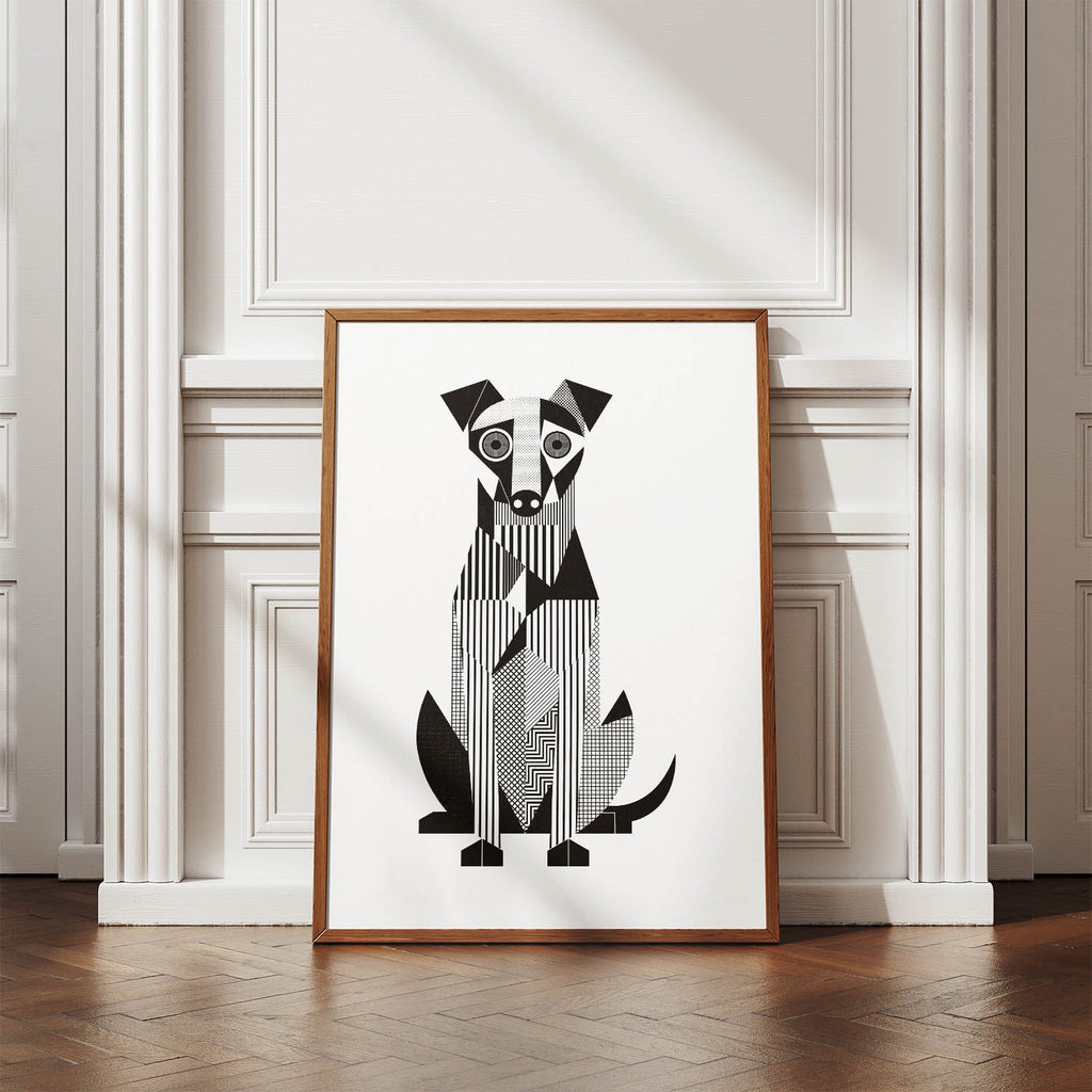 Irish Terrier Geometric Line Art Print - Framed Mockup