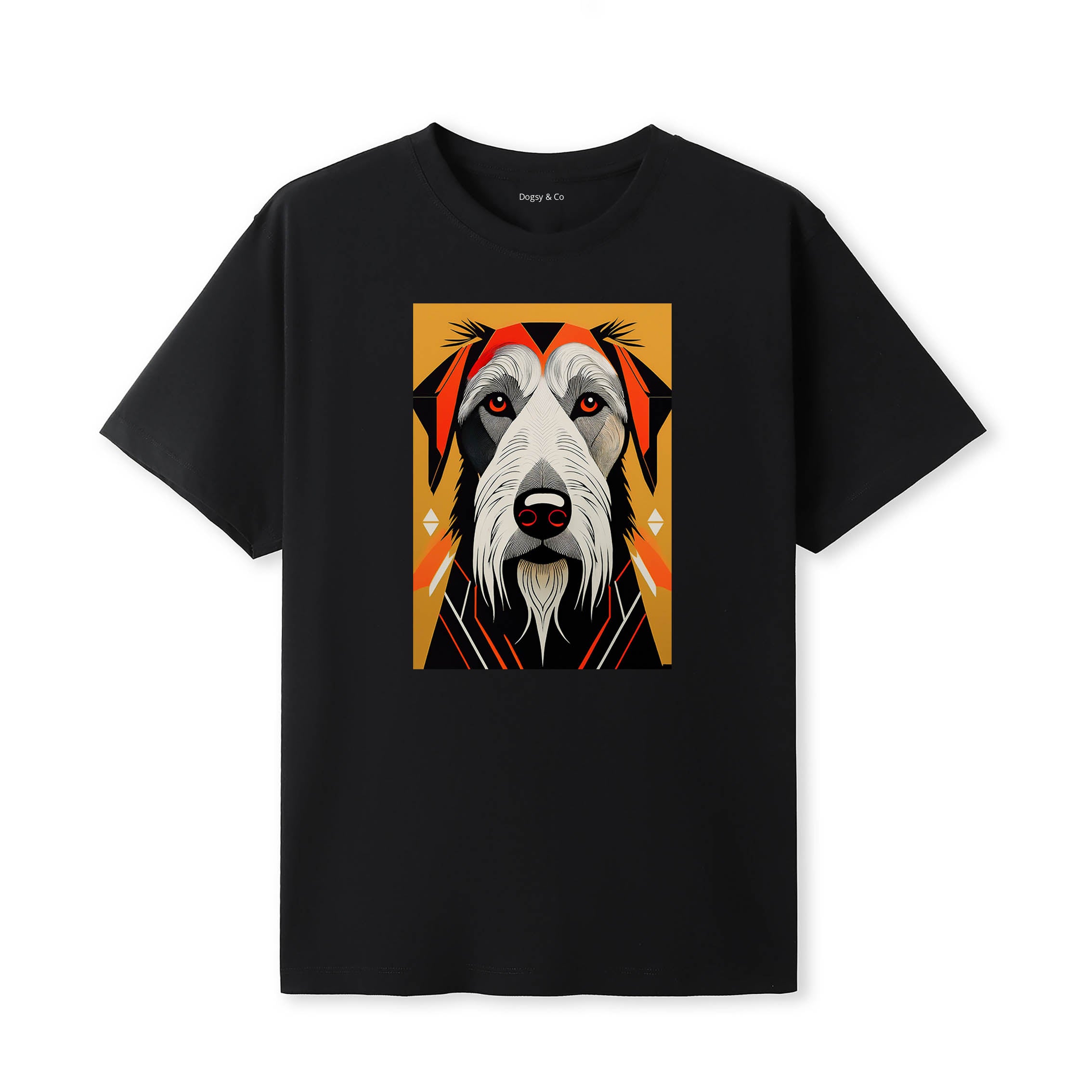 Irish Wolfhound Retro Geo Orange Dog T-Shirt | Dogsy & Co