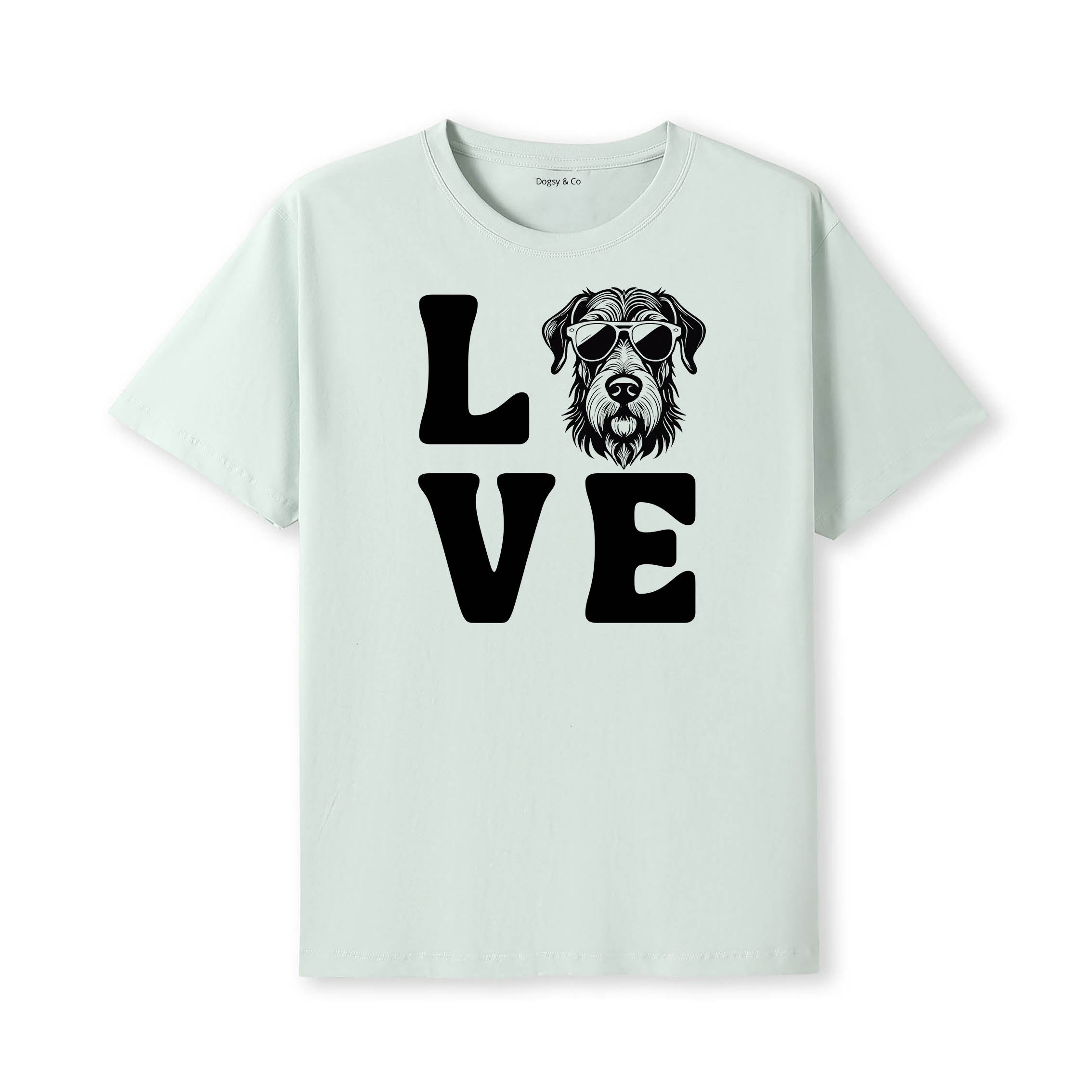 Irish Wolfhound LOVE DOGS Tshirt - Mint