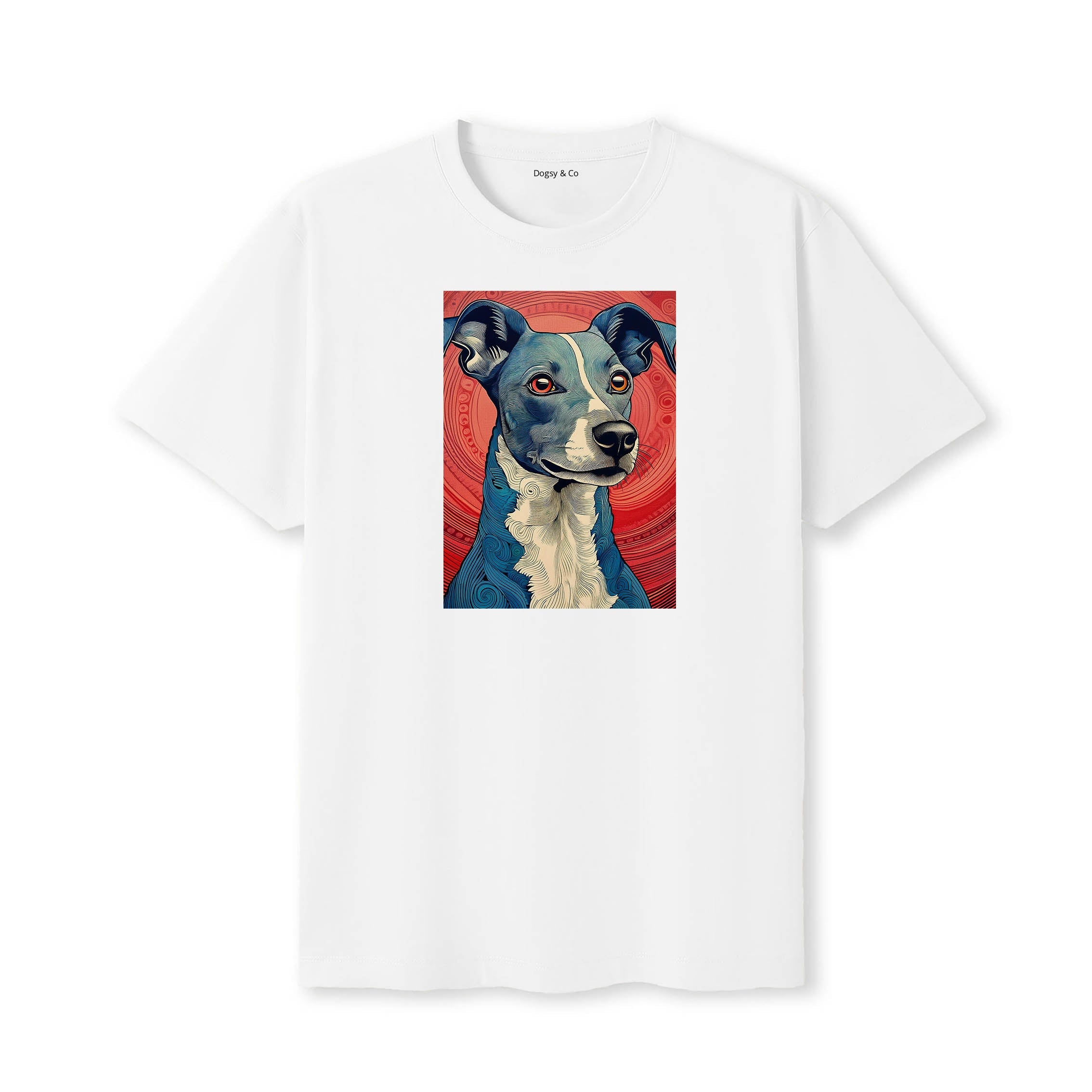 Italian Greyhound Hokusai Dog Portrait T-Shirt White