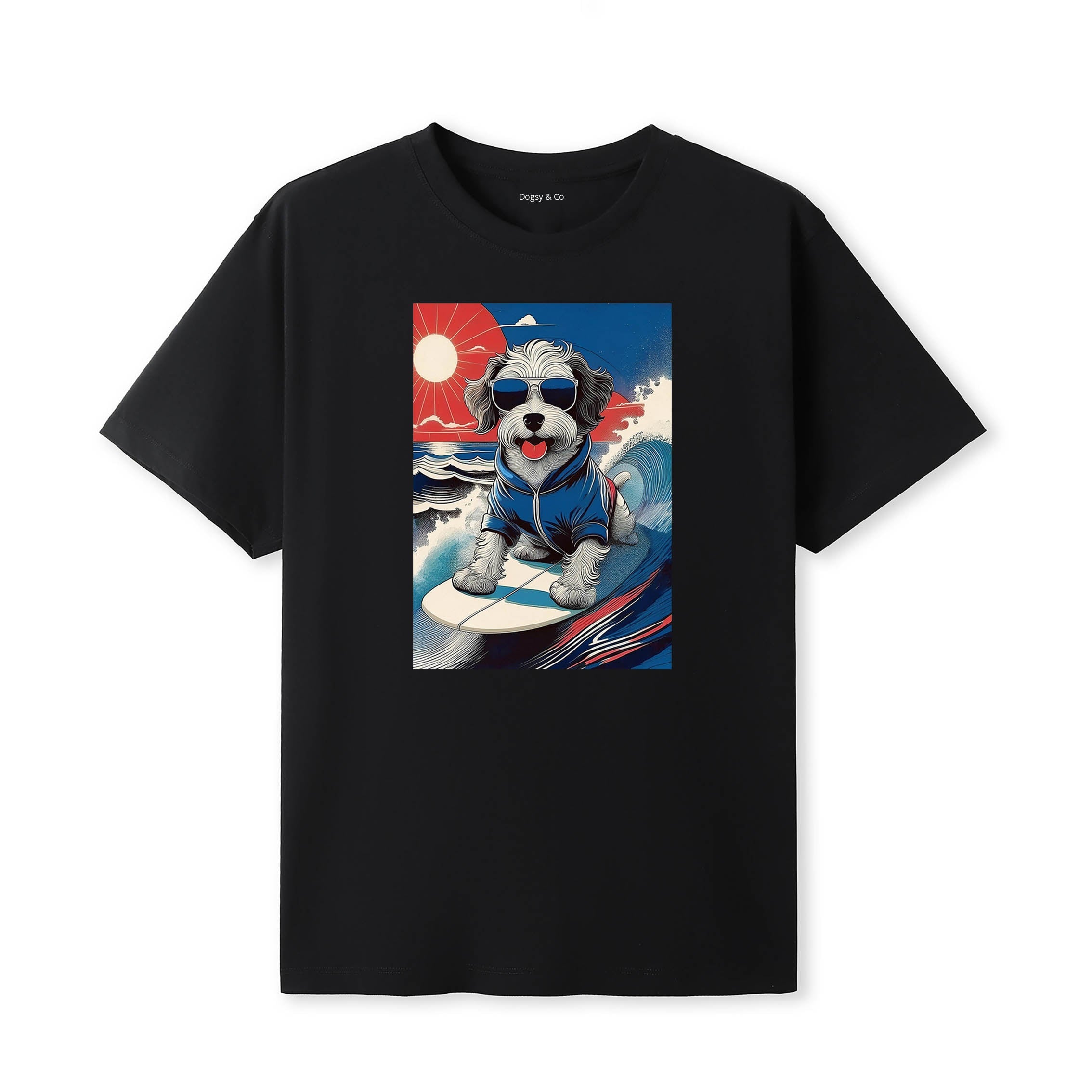 Jackapoo Surfer Hokusai Dogs T-Shirt Artwork