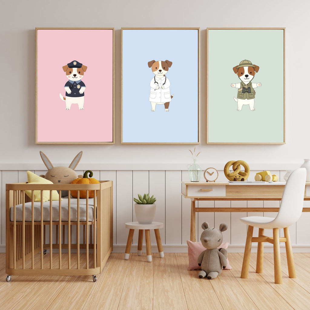 Jack Russell Kids Nursery Wall Art Print Bundle — 22 Dog Costume Designs, 5 Colours, 6 Print Sizes | Digital Download