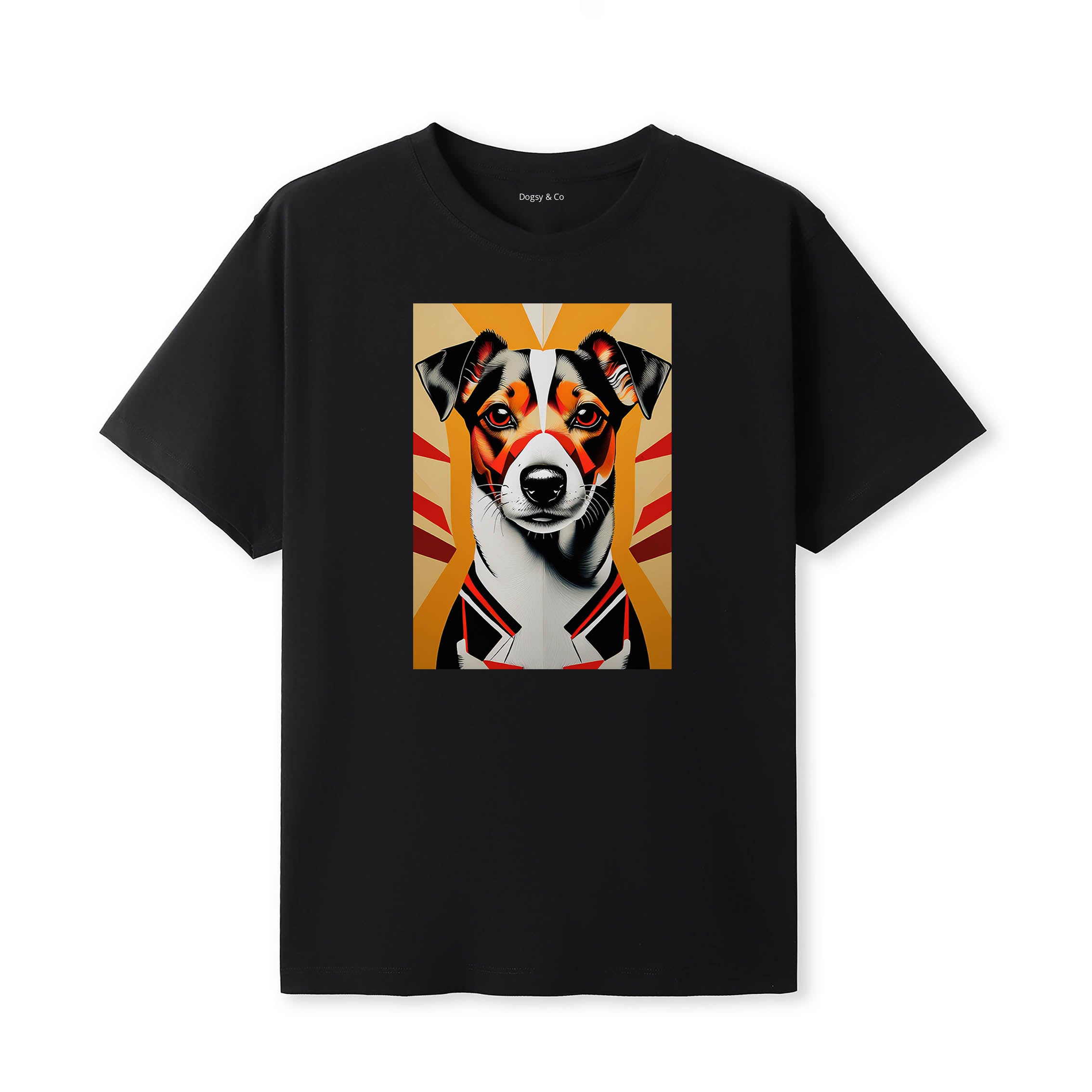 Jack Russell Retro Geo Orange Dog T-Shirt | Dogsy & Co