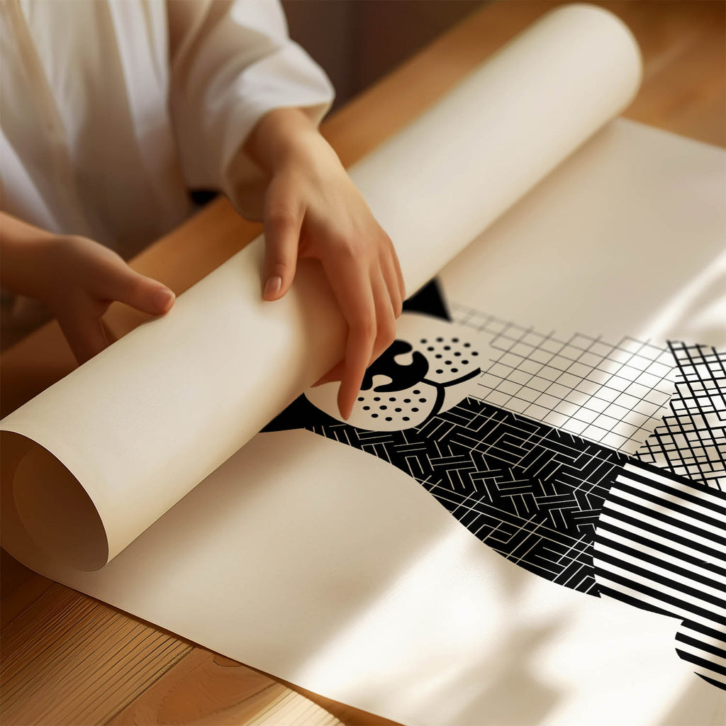 Jack Russell Geometric Line Art Print - Framed Mockup