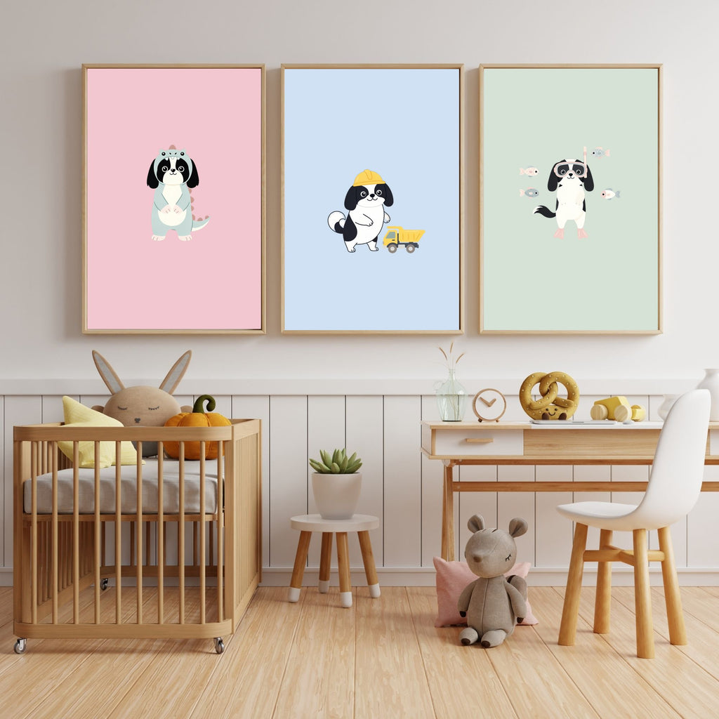 Japanese Chin Kids Nursery Wall Art Print Bundle — 22 Dog Costume Designs, 5 Colours, 6 Print Sizes | Digital Download