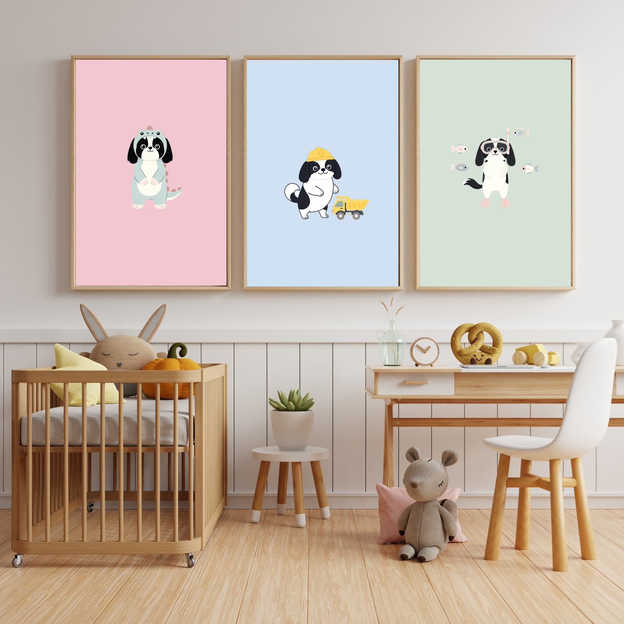 Japanese Chin Kids Nursery Wall Art Print Bundle — 22 Dog Costume Designs, 5 Colours, 6 Print Sizes | Digital Download