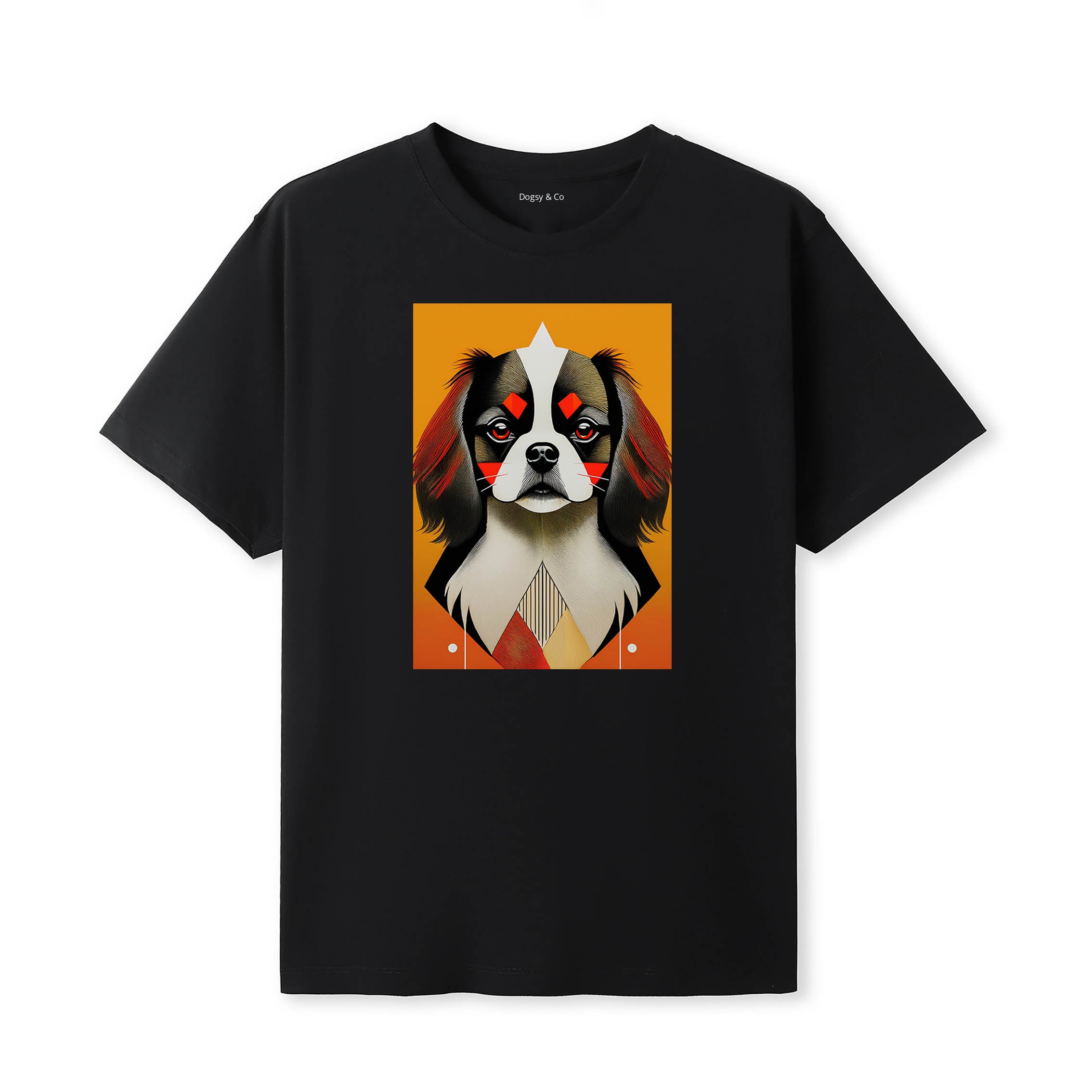 Japanese Chin Retro Geo Orange Dog T-Shirt | Dogsy & Co