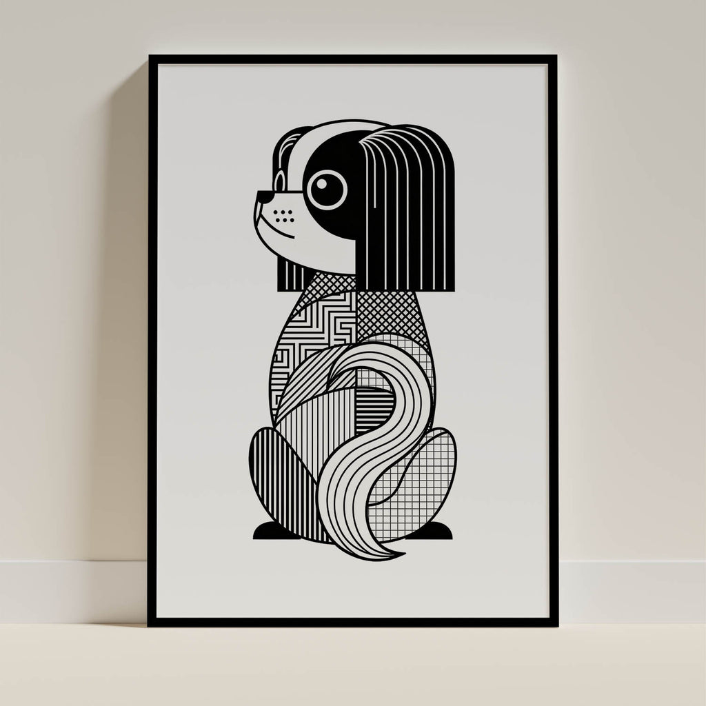 Japanese Chin Geometric Line Art mockup