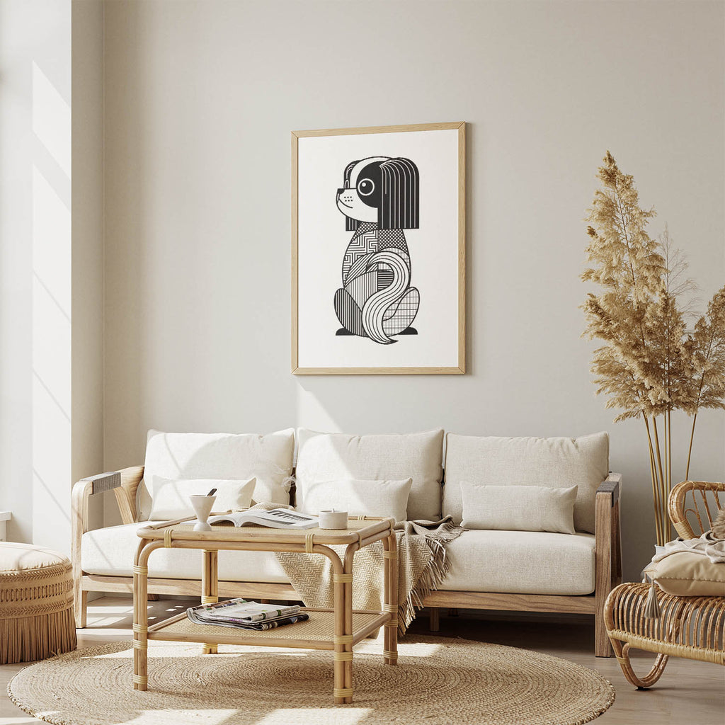 Japanese Chin Geometric Line Art mockup
