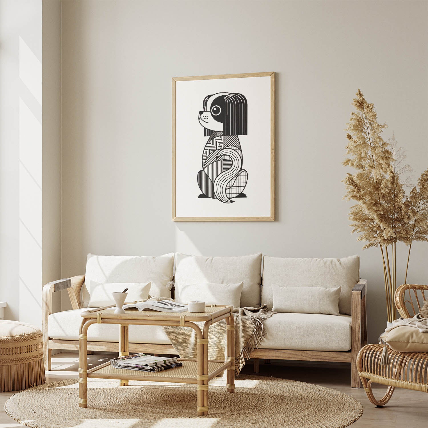 Japanese Chin Geometric Line Art mockup