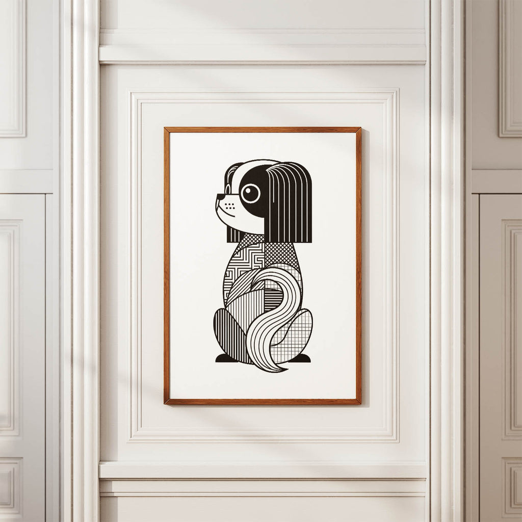 Japanese Chin Geometric Line Art mockup