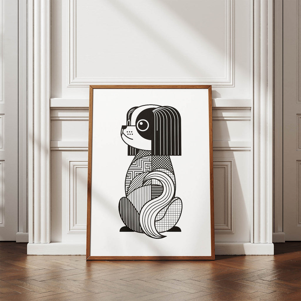 Japanese Chin Geometric Line Art mockup