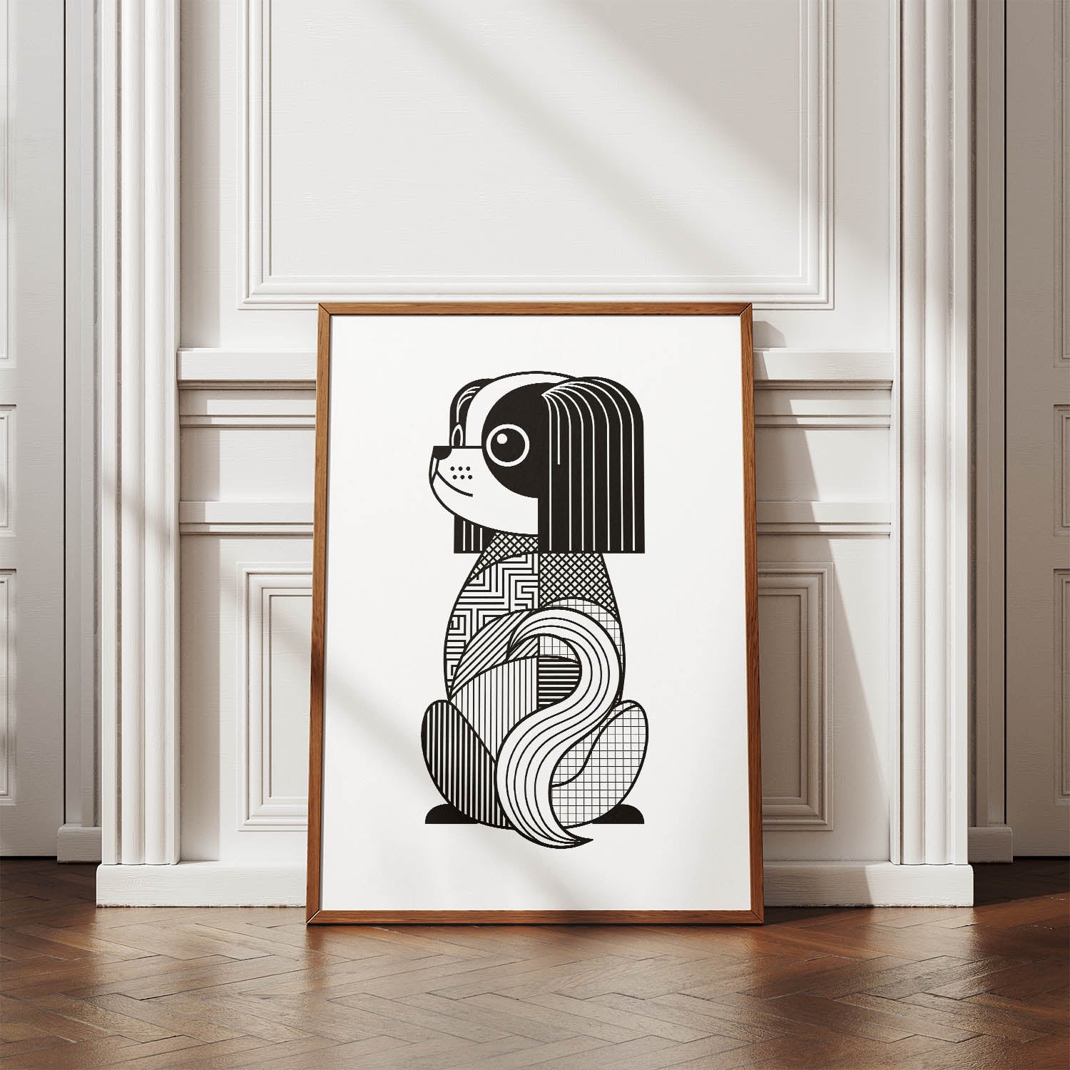 Japanese Chin Geometric Line Art mockup